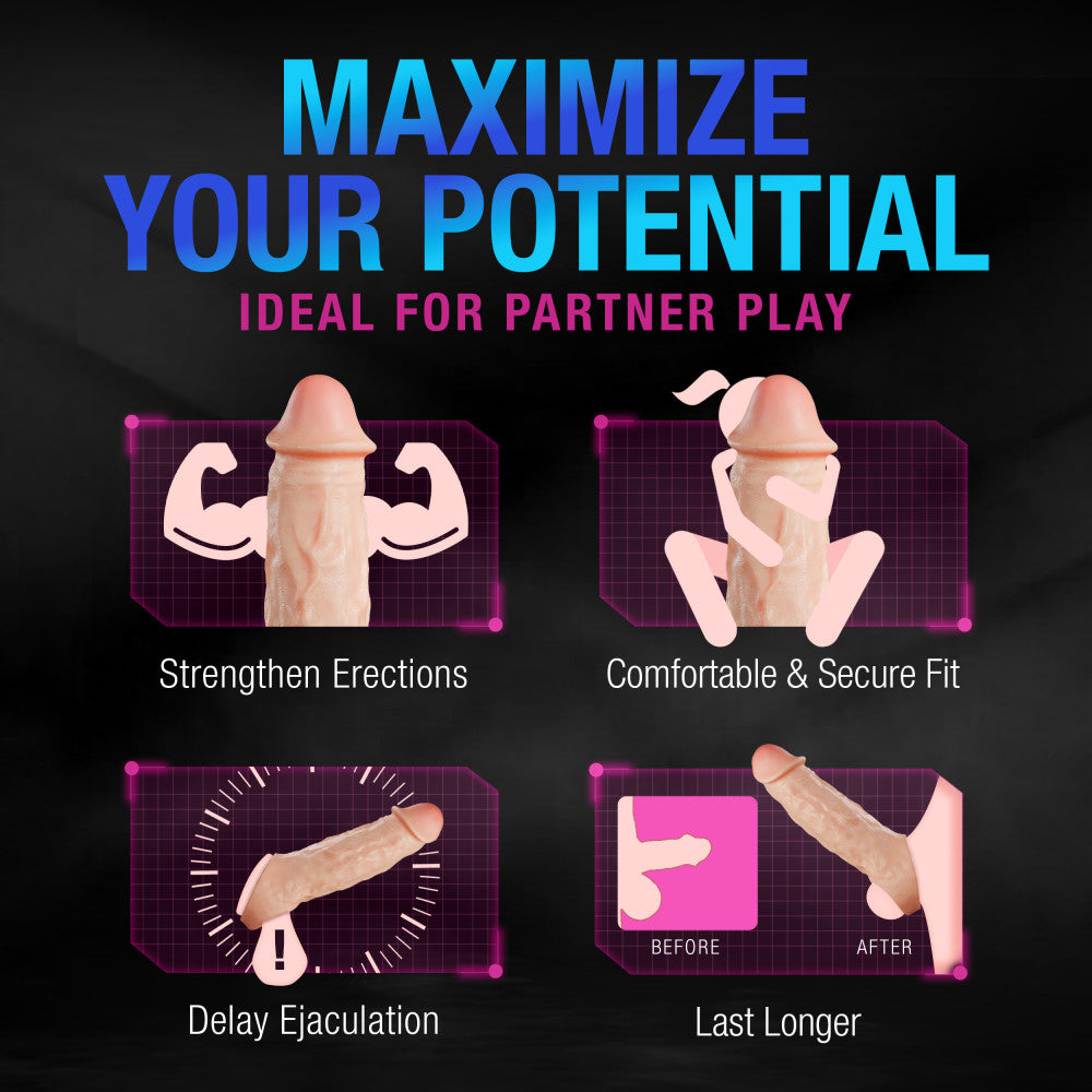 Performance Plus By Blush® | Intrepid 9.25 Inch Realistic Penis Extender Sleeve - Dual Density - Liquid Silicone – Beige、mySite、bottomscart