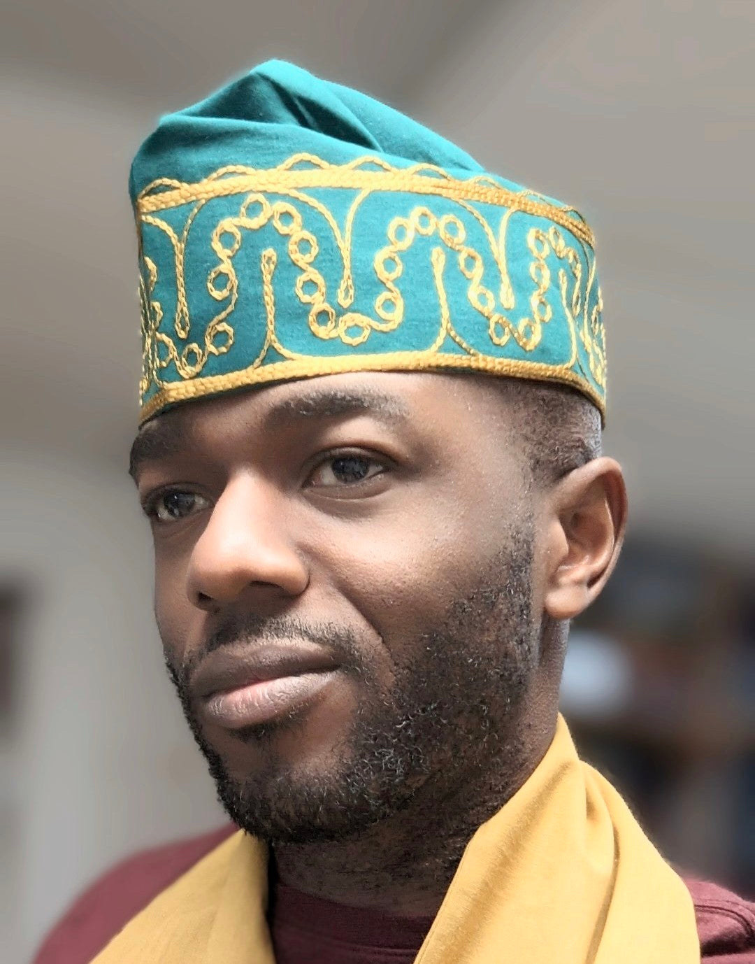 Dupsie's Ade Ori Aso Adebo Green Kufi Fila Hat with Gold embroidery DPHGAH5、mySite、solidvoid