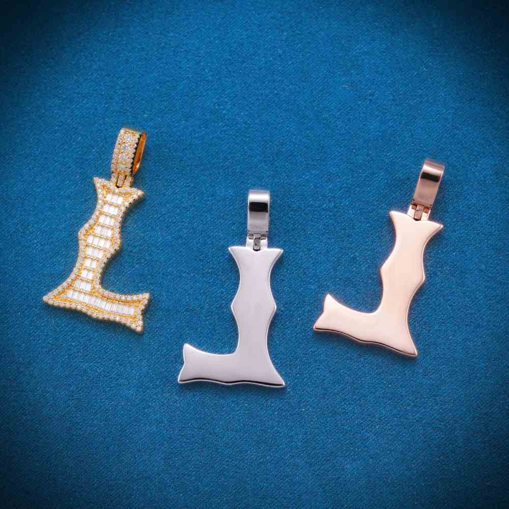 Moissanite Baguette Letter L Pendant、mySite、hinf8tx79