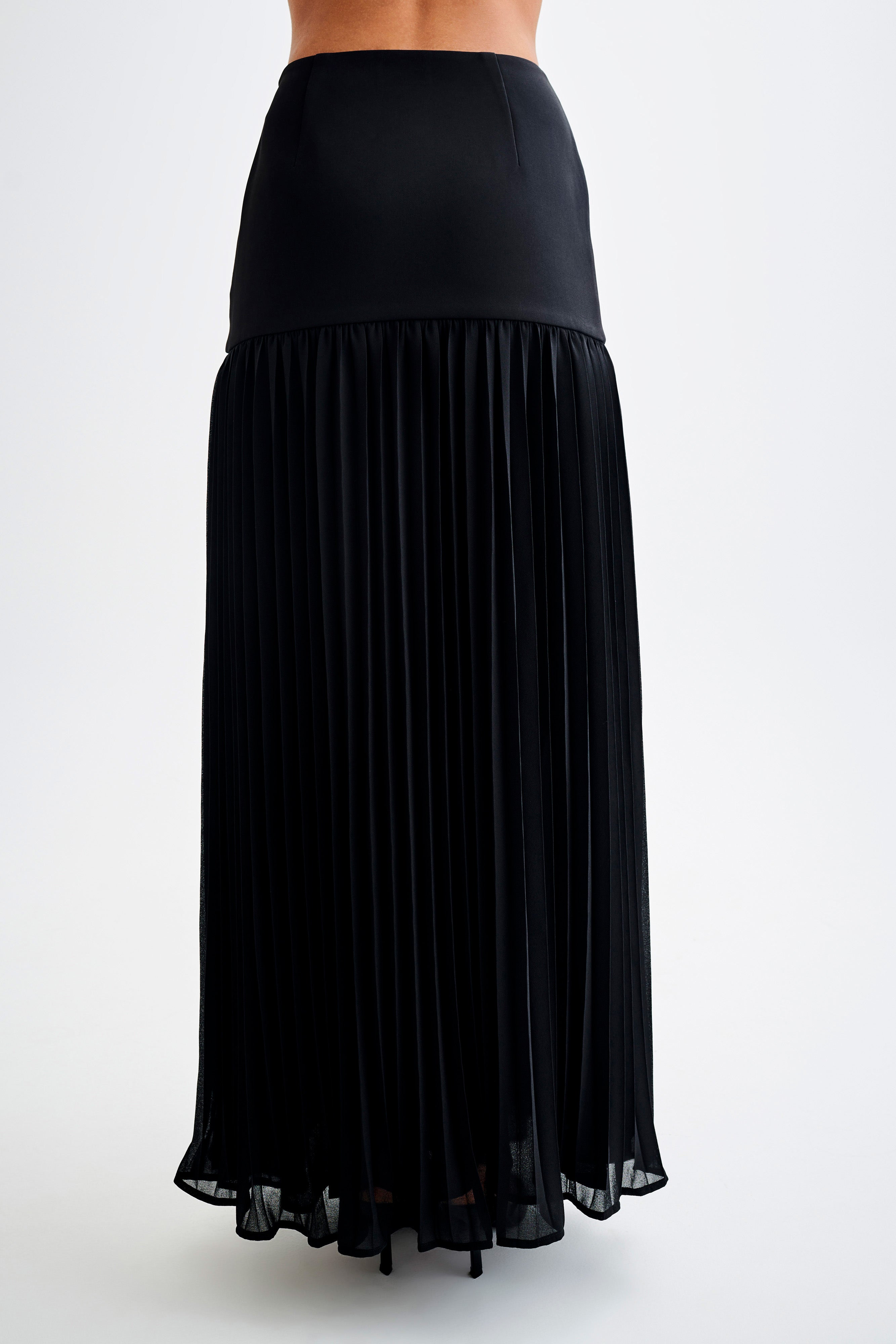 Jillian Pleated Maxi Skirt - Black、mySite、solidvoid