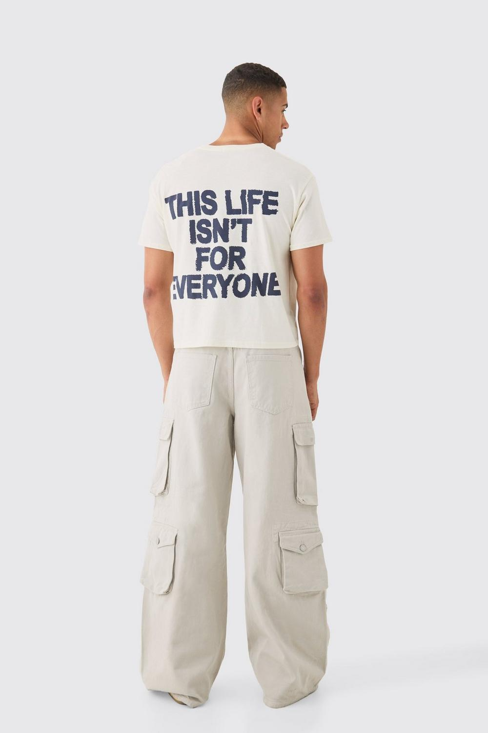  Boohooman Extreme Baggy Rigid Multi Cargo Pocket Jean Ecru、mySite、justintrudeaud