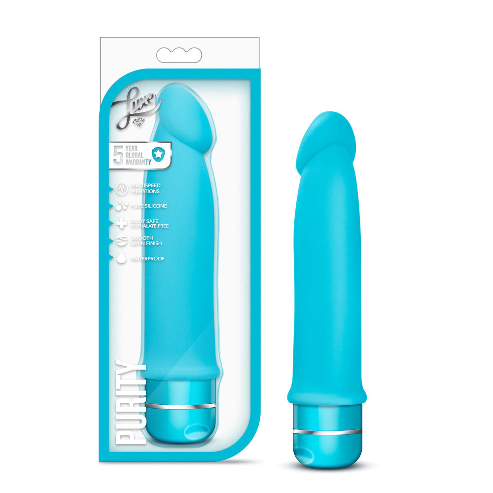 Luxe By Blush® | Purity Blue 7.5-Inch Long Vibrating Dildo、mySite、bottomscart