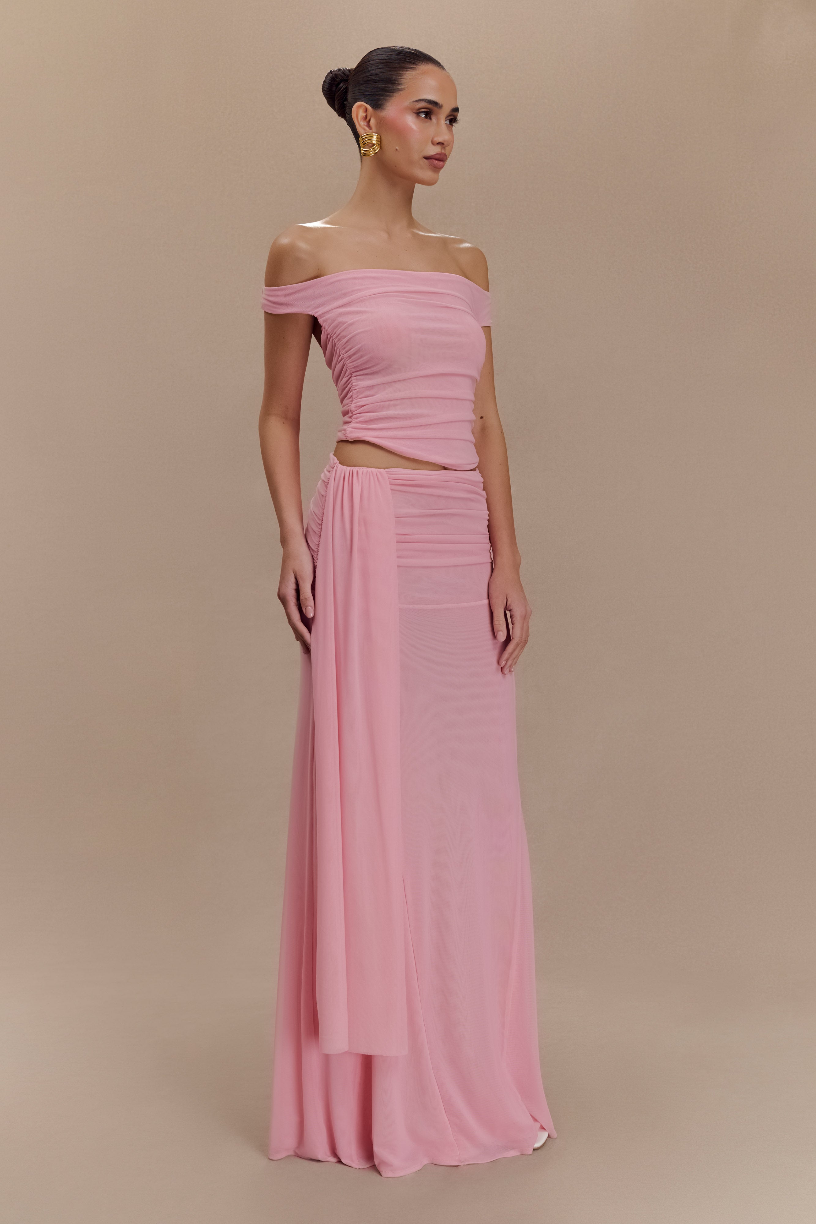 Arna Mesh Maxi Skirt - Candy Pink、mySite、solidvoid