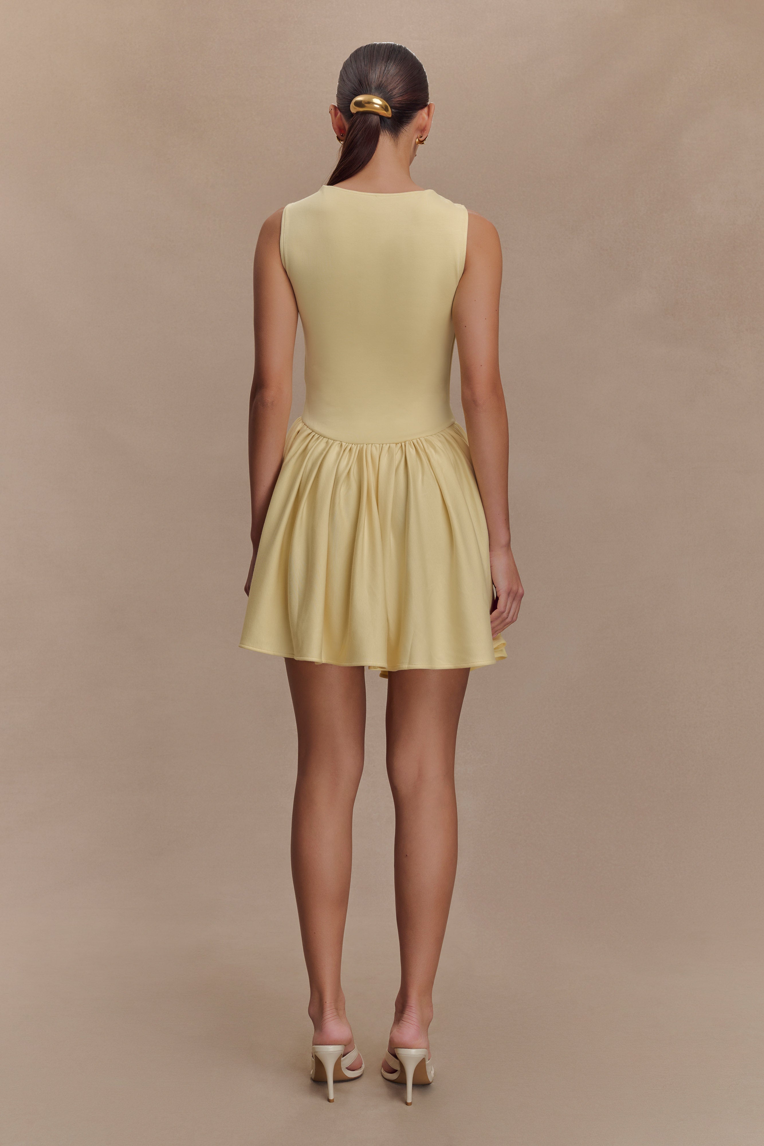 Sharon Scuba Jersey Mini Dress - Pastel Lemon、mySite、solidvoid