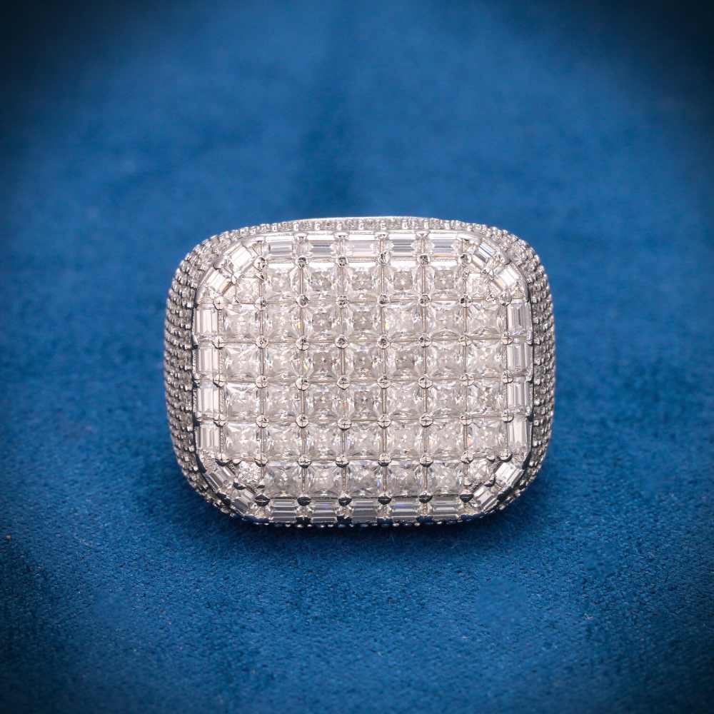 Moissanite 8-Row Princess Cut Ring 14K White Gold、mySite、hinf8tx79