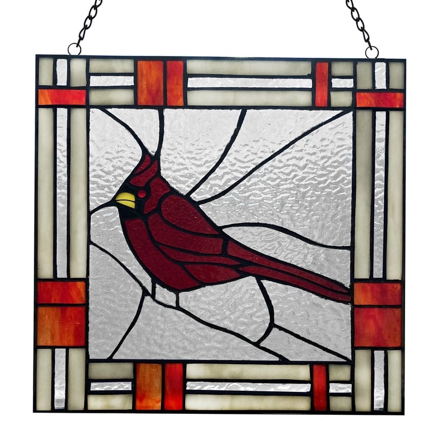 Cardinal Stained Glass Window Panel Handmade in India、mySite、g9winljtr
