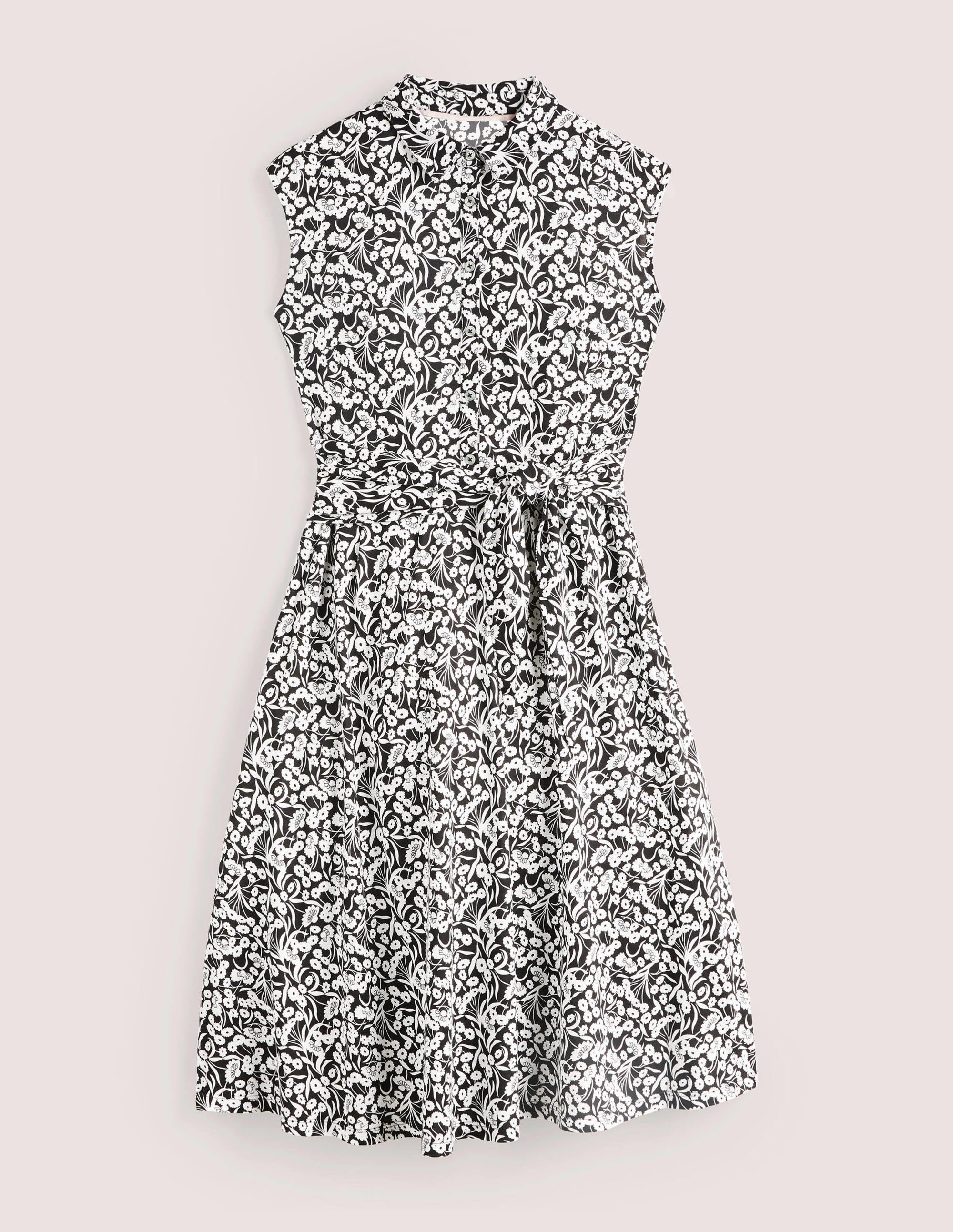  Tie Waist Jersey Shirt Dress-Black, Floret Bud、mySite、ashleygrahame