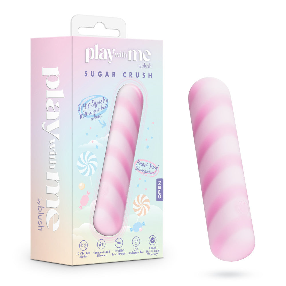 Play With Me by Blush ® | Sugar Crush 4 Inch Silicone Bullet Vibrator – USB Rechargeable Clitoral Nipple Massager – In Pink、mySite、bottomscart