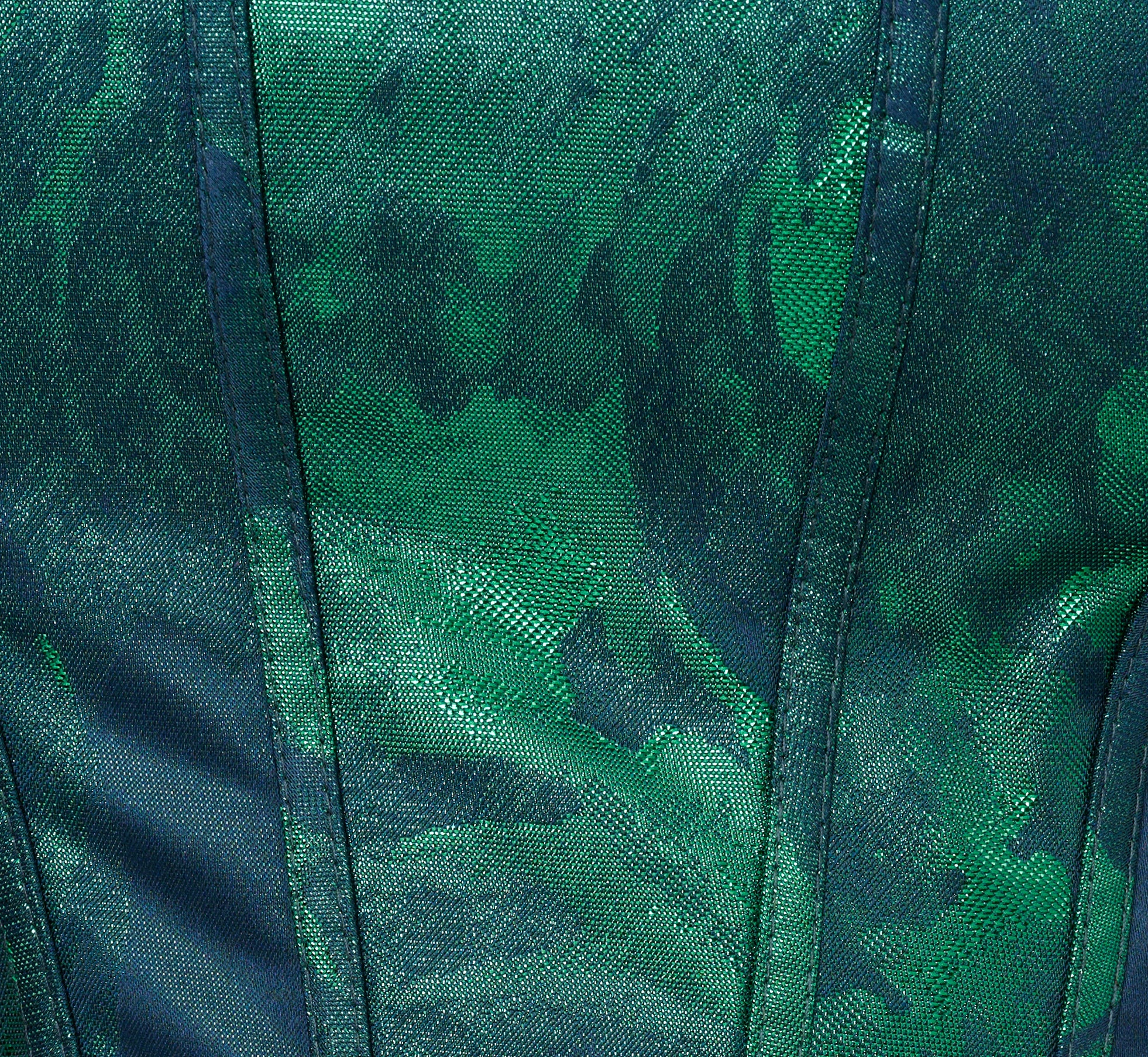 Lame Satin Jacquard Gown With Square Neckline In Dark Ivy、mySite、solidvoid