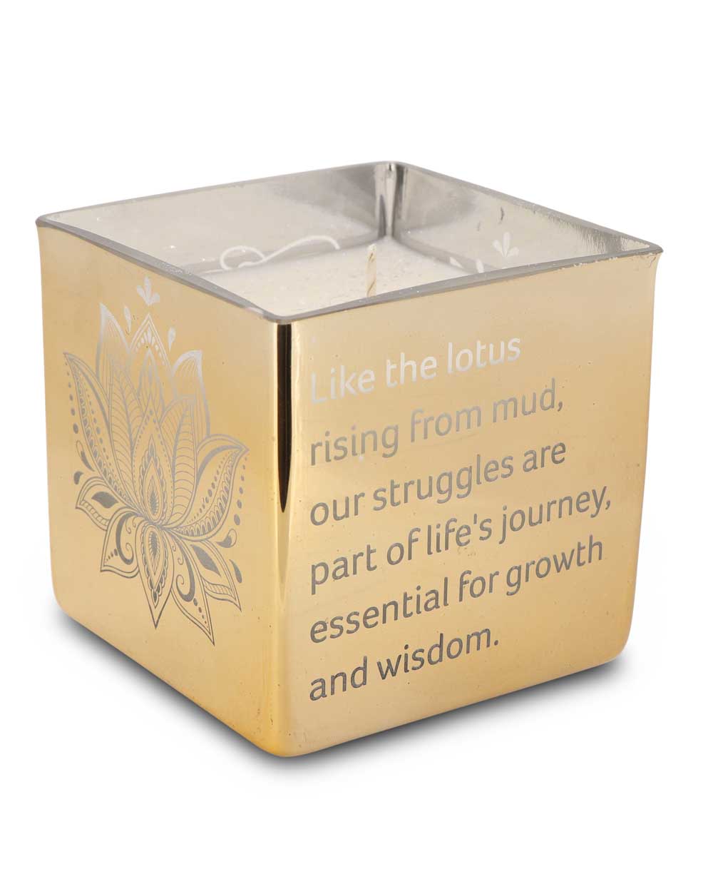 Golden Lotus Scented Candle in Etched Glass Vase、mySite、topwebapps