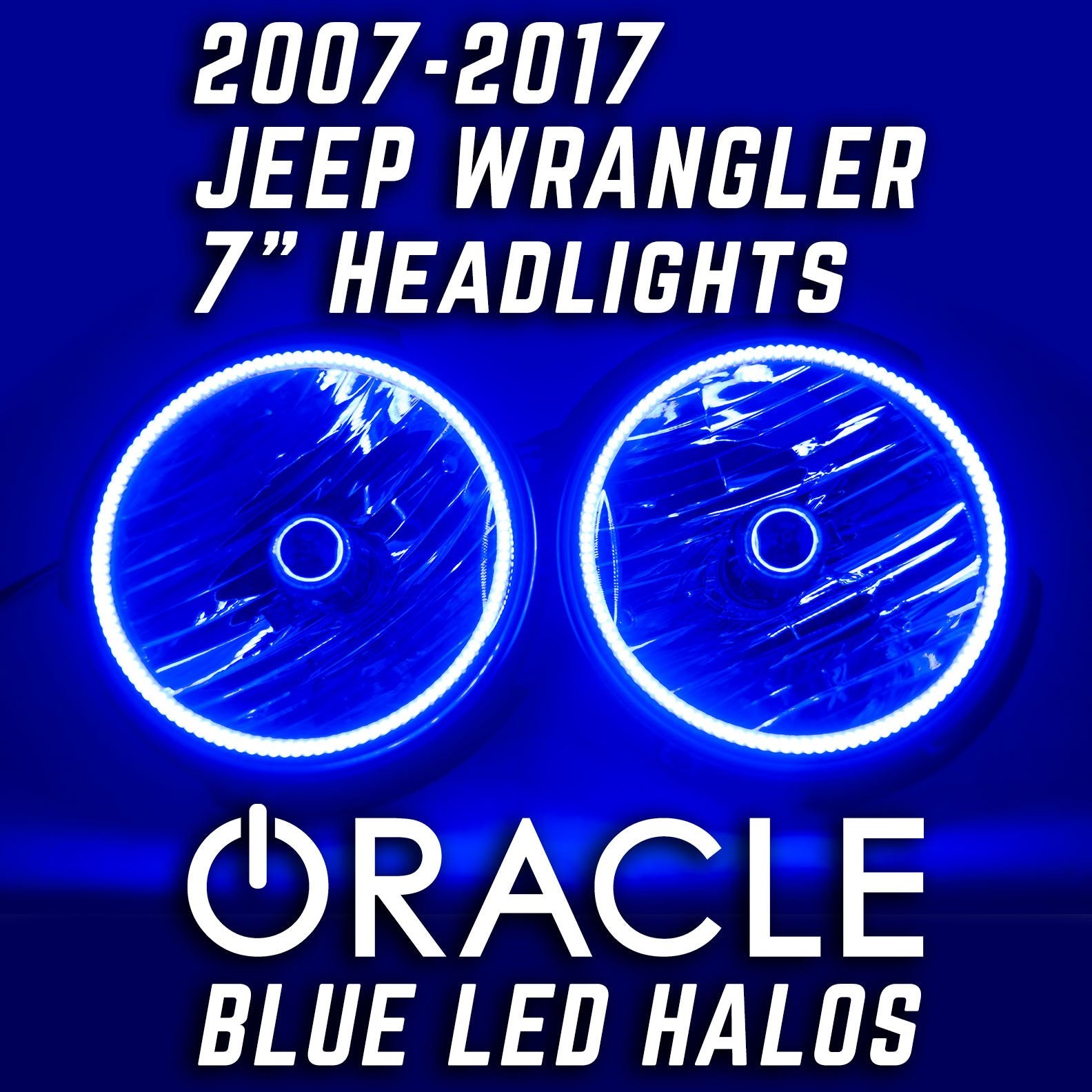 2007-2016 Jeep Wrangler Headlights Pair with ORACLE HALO KIT BLUE、mySite、nflplayoffbracketp