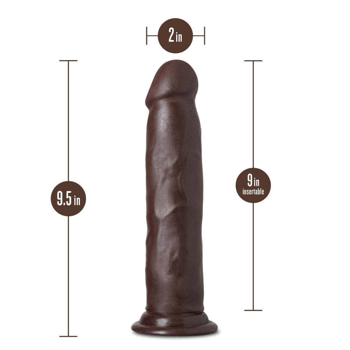 Au Naturel By Blush® | Jackson Realistic Chocolate 9.5-Inch Long Dildo With Suction Cup Base、mySite、bottomscart
