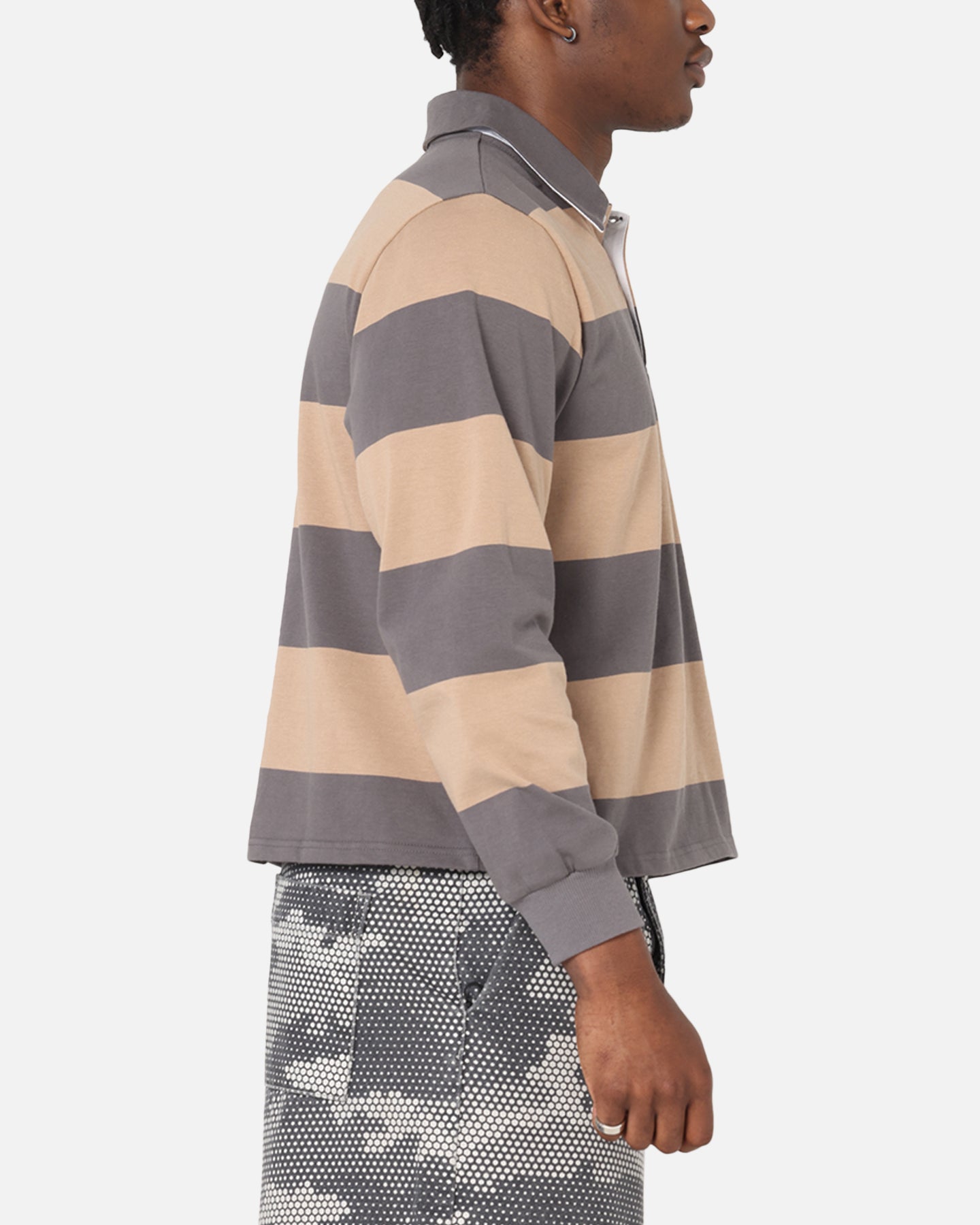 XXIII Rugby Long Sleeve Polo T-Shirt Charcoal/Tan、mySite、zt4zffjzw