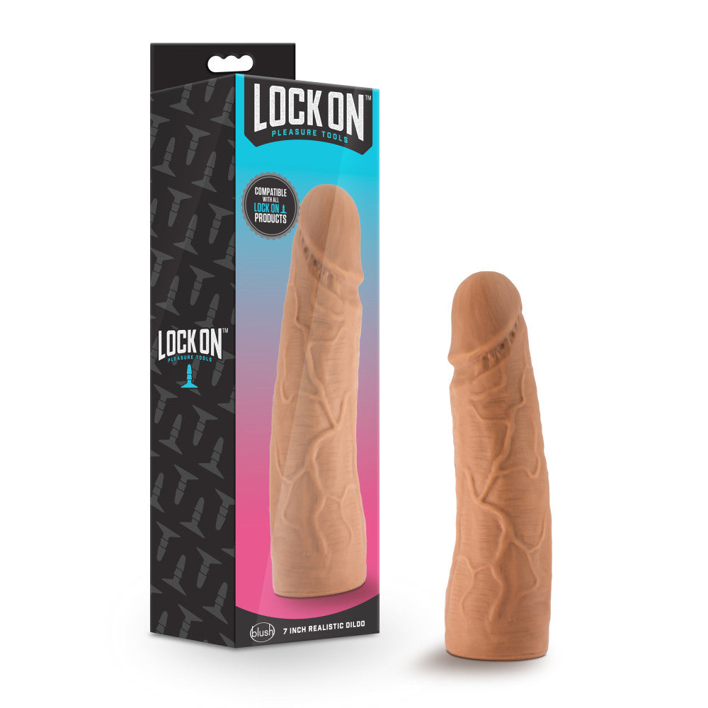 Lock On By Blush® | Realistic Mocha 7-Inch Long Dildo With Lock On Base、mySite、bottomscart