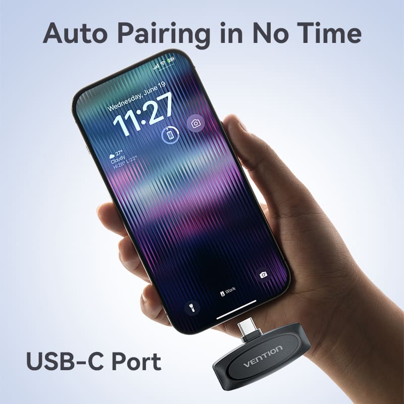 Vention USB-C 2-Pack Wireless Lavalier Microphone Black Type、mySite、fannypackpong