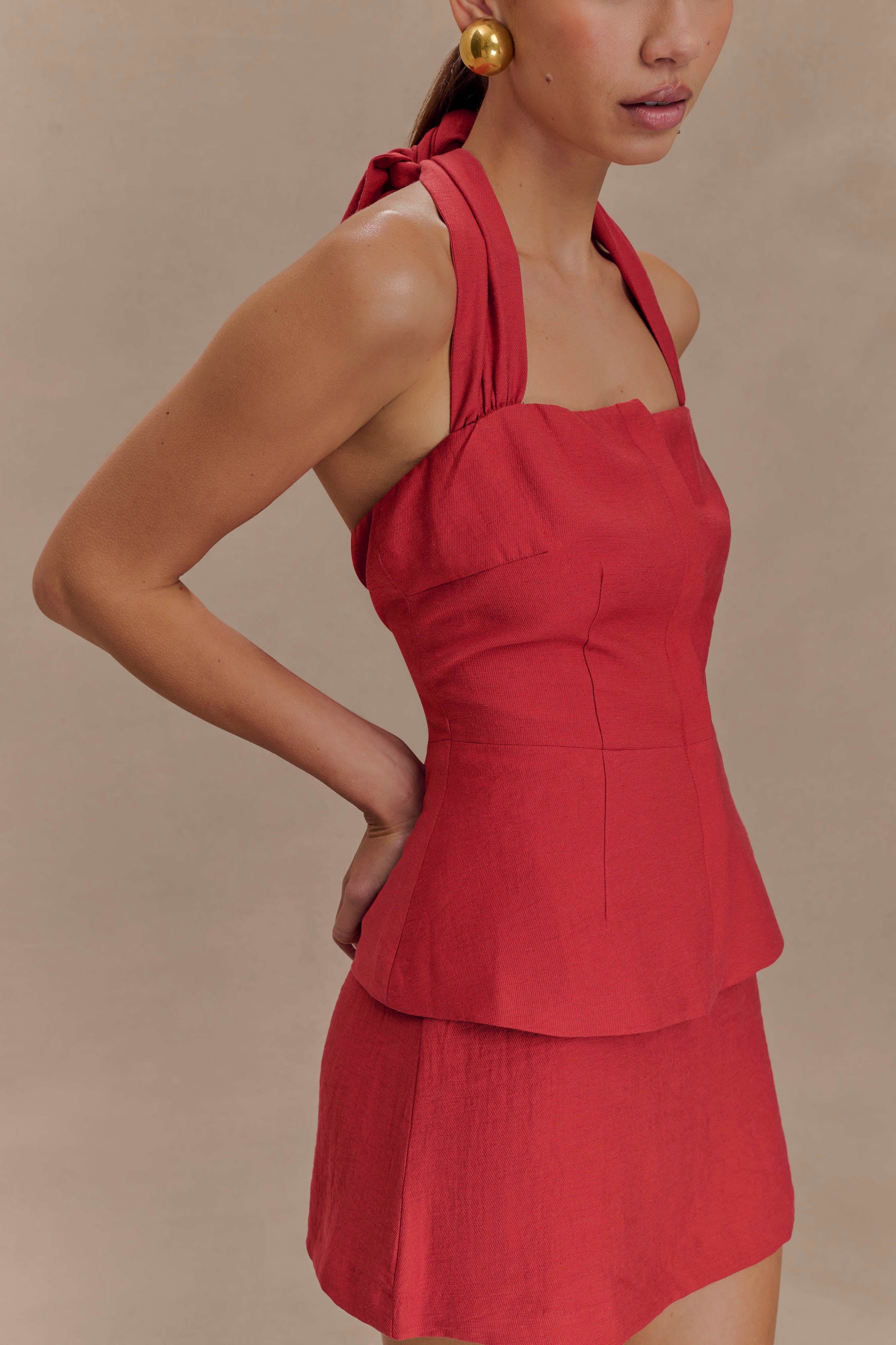 Kallie Linen Skort - Burnt Rose、mySite、solidvoid