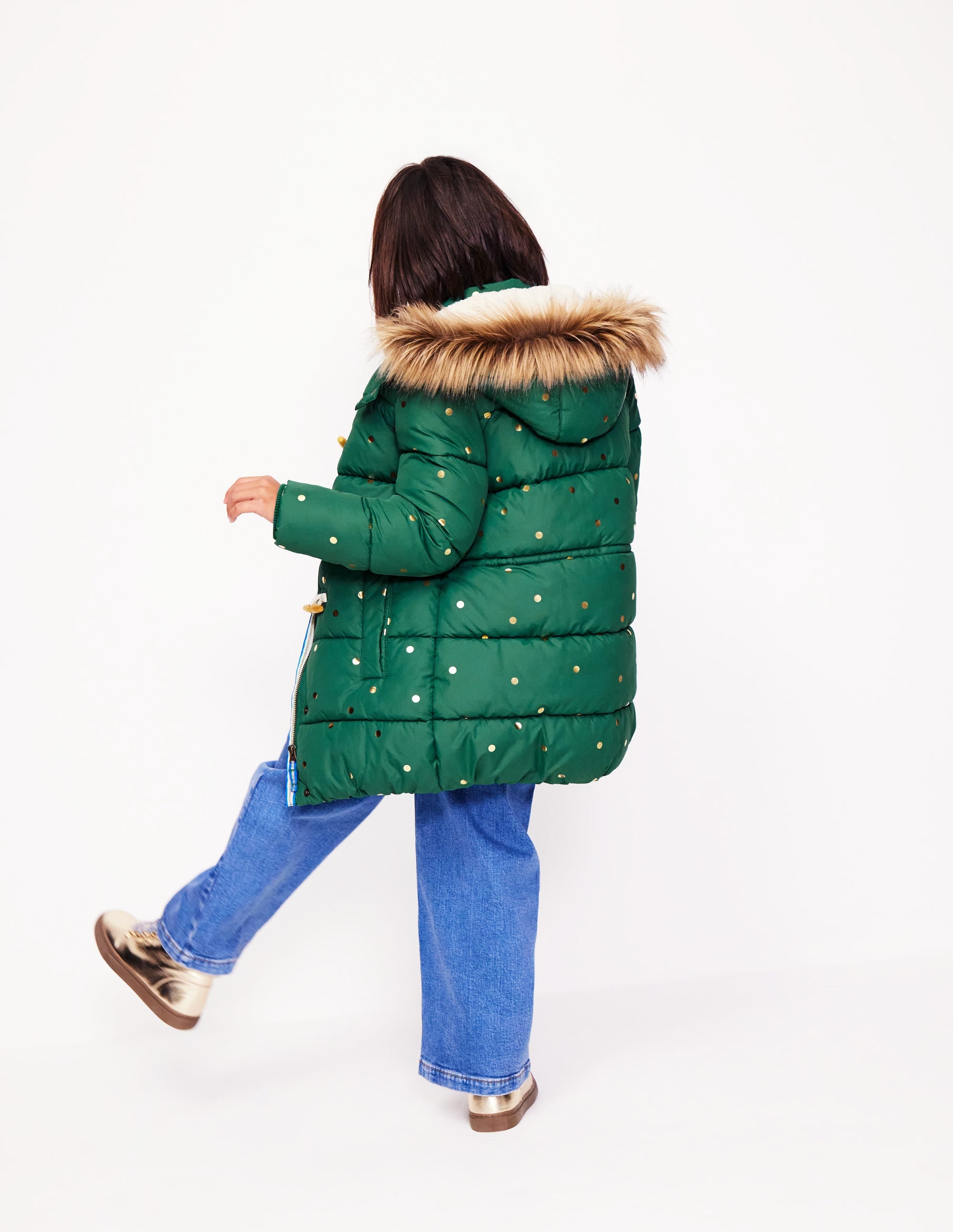  Longline Padded Coat-Jewel Green Gold Foil Confetti、mySite、ashleygrahame