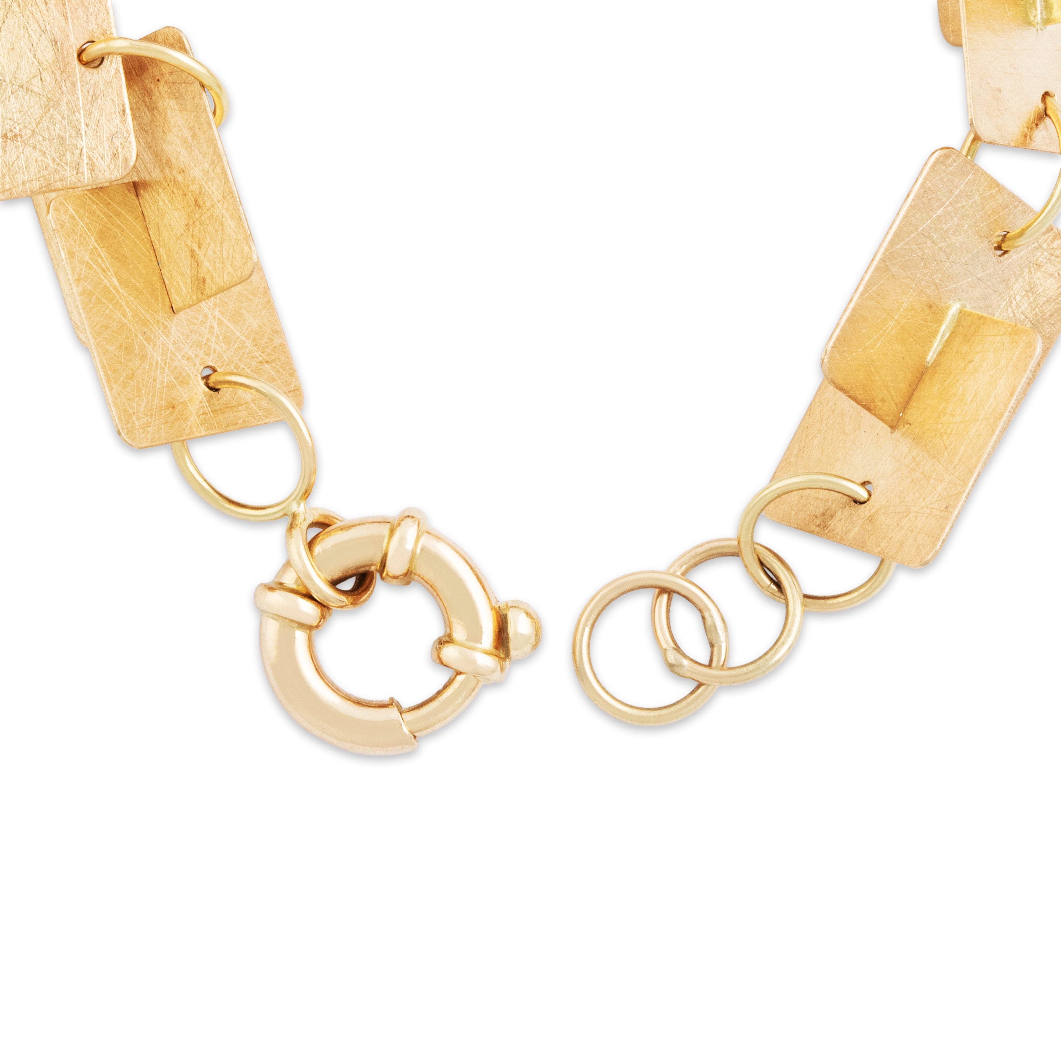 Vintage Italian 14k Yellow Gold Modernist Textured Square Links Bracelet 6.75、mySite、hinf8tx79