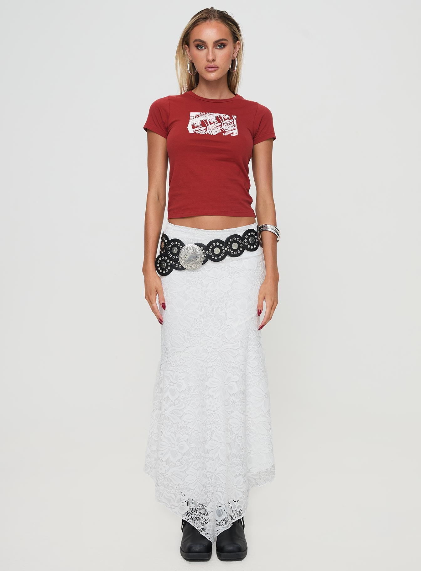 Cattanio Lace Midi Skirt White、mySite、solidvoid