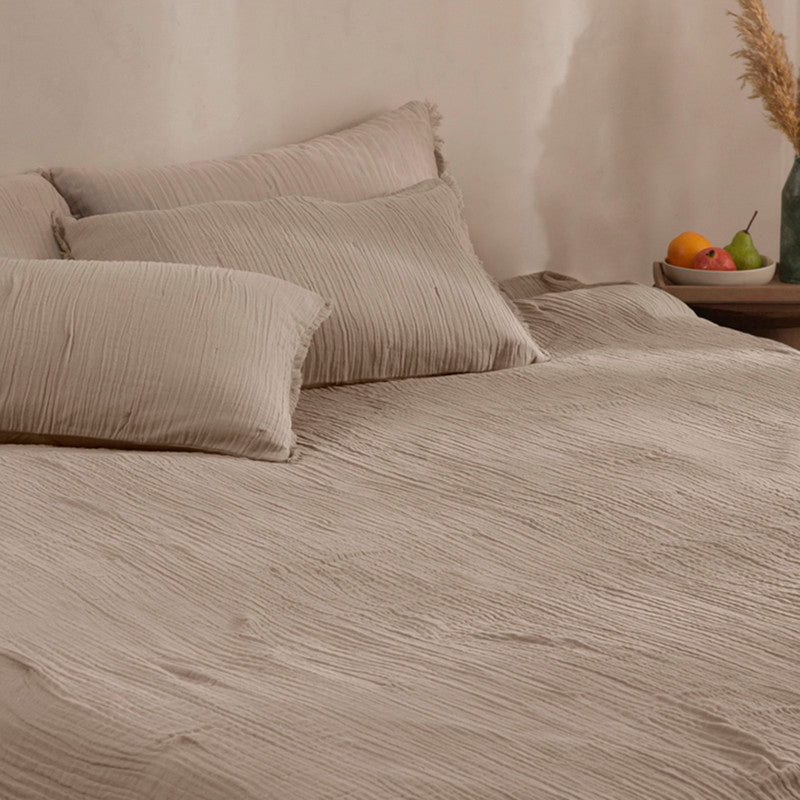 Cotton Bedspread with Pillow Covers | Beige | Double Layer | Set of 3、mySite、camillekostekn