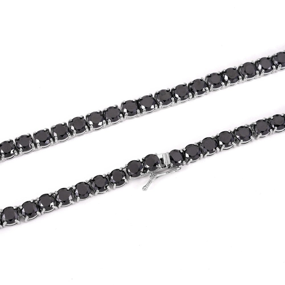 Black Diamond Tennis Chain 14K Solid White Gold | 5MM、mySite、hinf8tx79