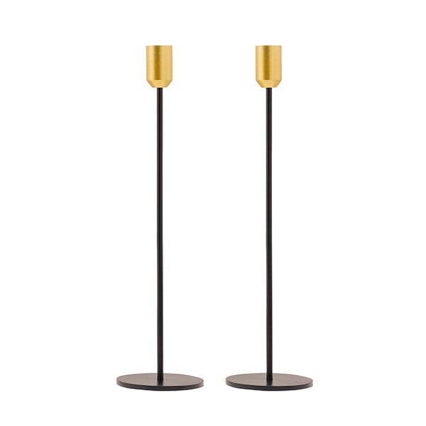 Sleek Black and Gold Shabbat Candlesticks by Yair Emanuel - 13 Tall、mySite、topwebapps