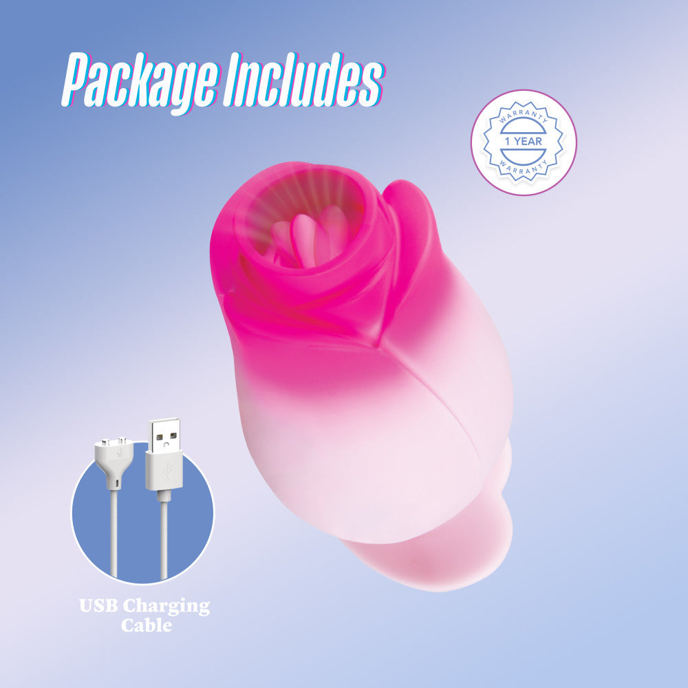 Aria | Tulip Trance Silicone Personal Massager with Suction & Tongue-Fluttering Sensations – Pink、mySite、bottomscart