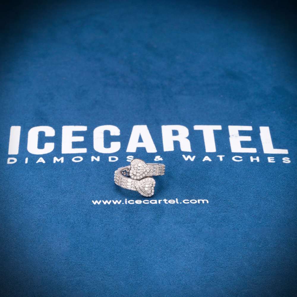 Moissanite Split Heart Ring 14K White Gold、mySite、hinf8tx79