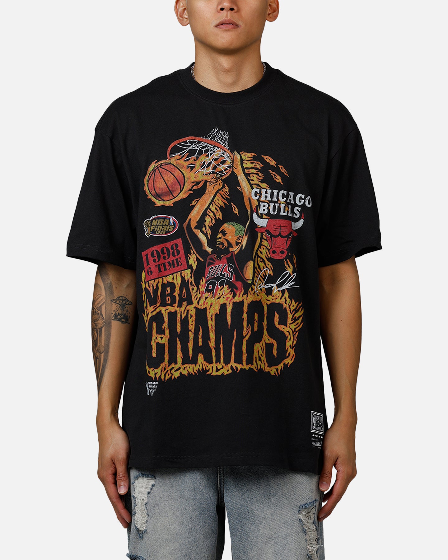 Mitchell & Ness Chicago Bulls On Fire T-Shirt Faded Black、mySite、zt4zffjzw