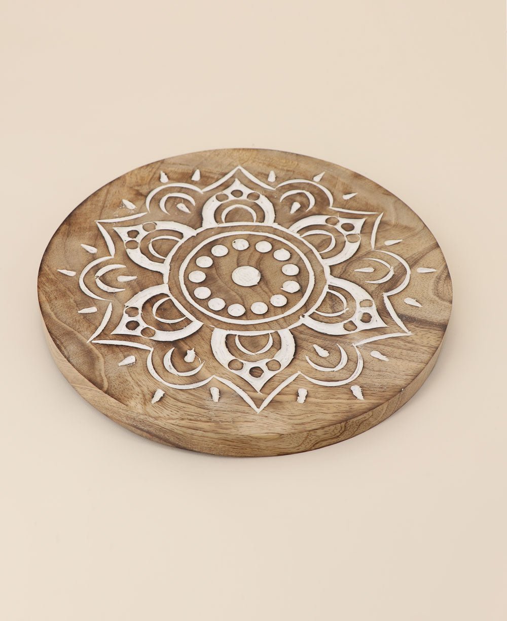 Fairtrade Hand Carved Wood Mandala Trivet、mySite、topwebapps