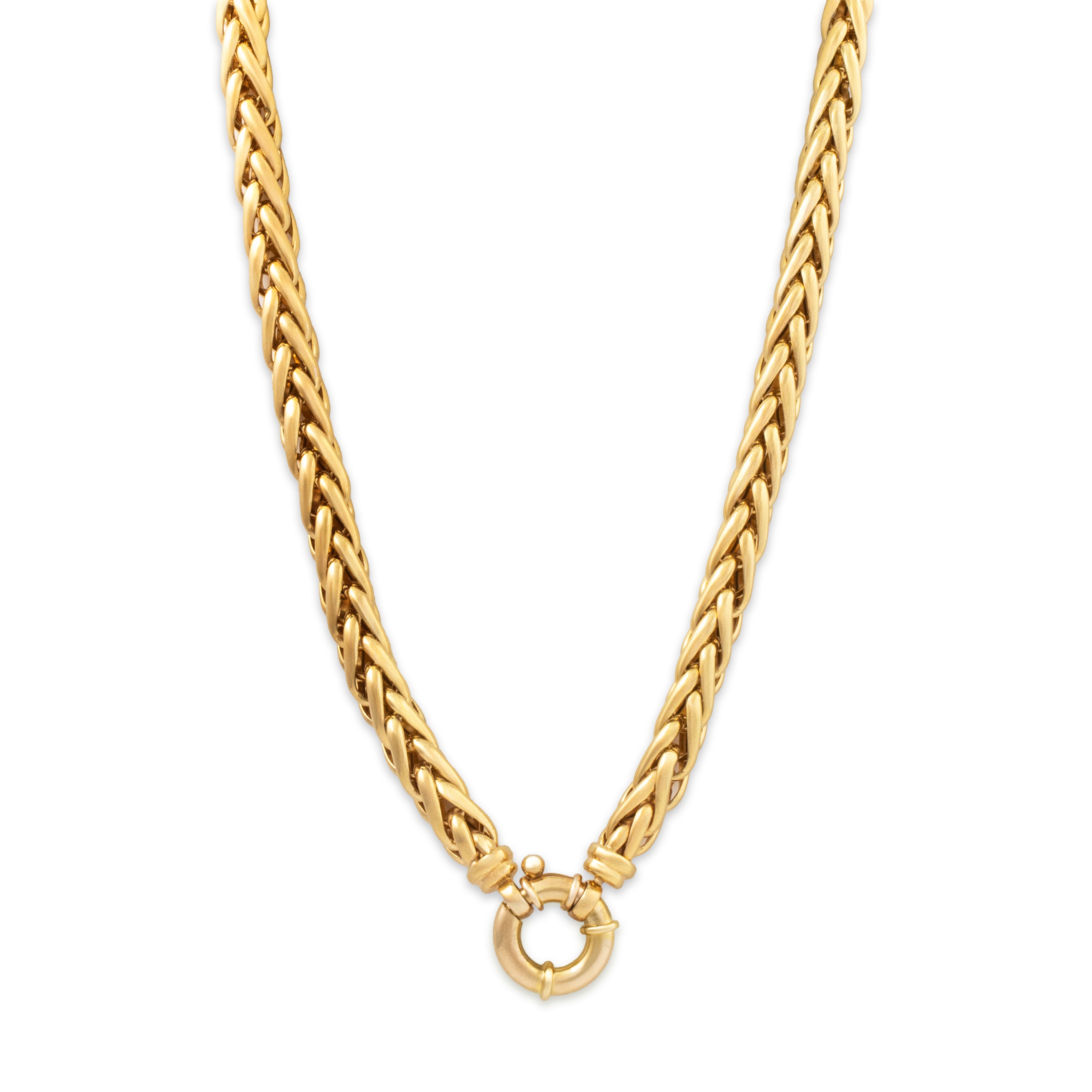 Vintage Italian 14k Yellow Gold Oversize Woven Chain Link Necklace 20、mySite、hinf8tx79