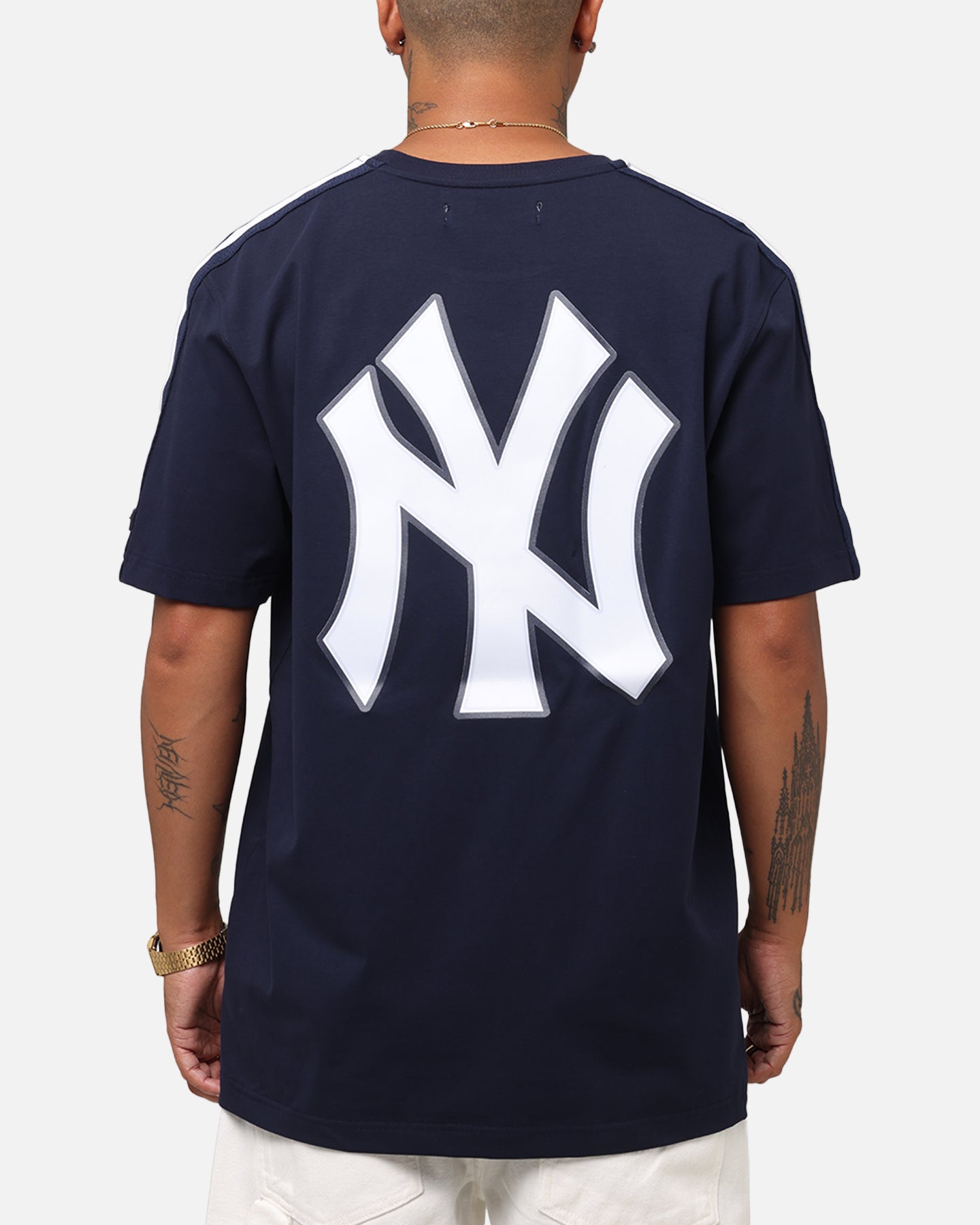 Pro Standard New York Yankees Classic Mesh Striped T-Shirt Midnight Navy、mySite、zt4zffjzw
