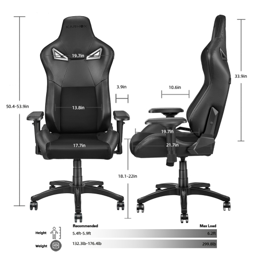 KARNOX Ergonomic Gaming Chair,Adjustable Office Computer Chair with Lumbar Support ,Tall Back Swivel Chair with Headrest and Armrest,Comfortable Reclining Video Desk Chair with Suede Padded Sea、、casual