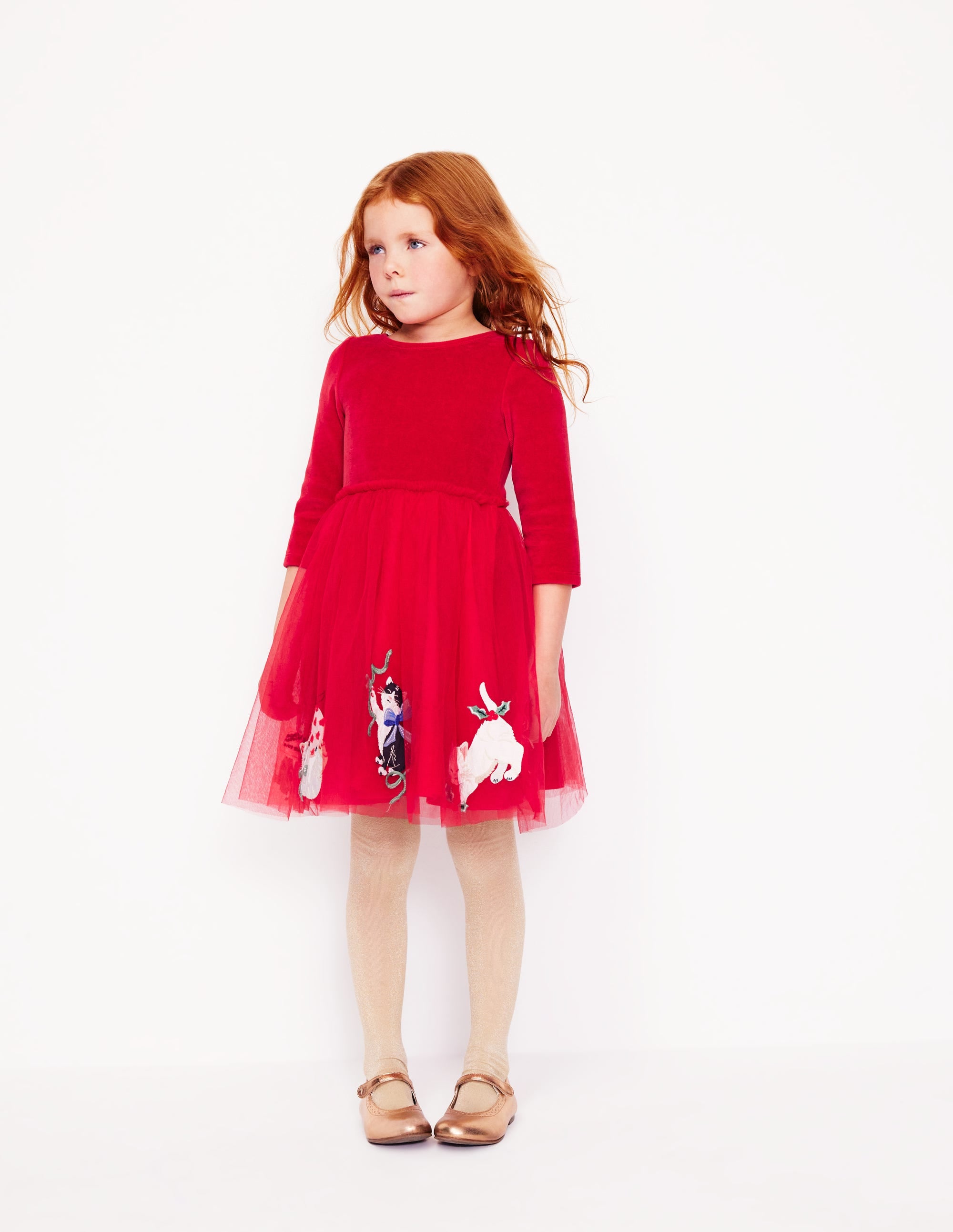  Velvet Tulle Appliqu茅 Dress-Rouge Red Cats、mySite、ashleygrahame
