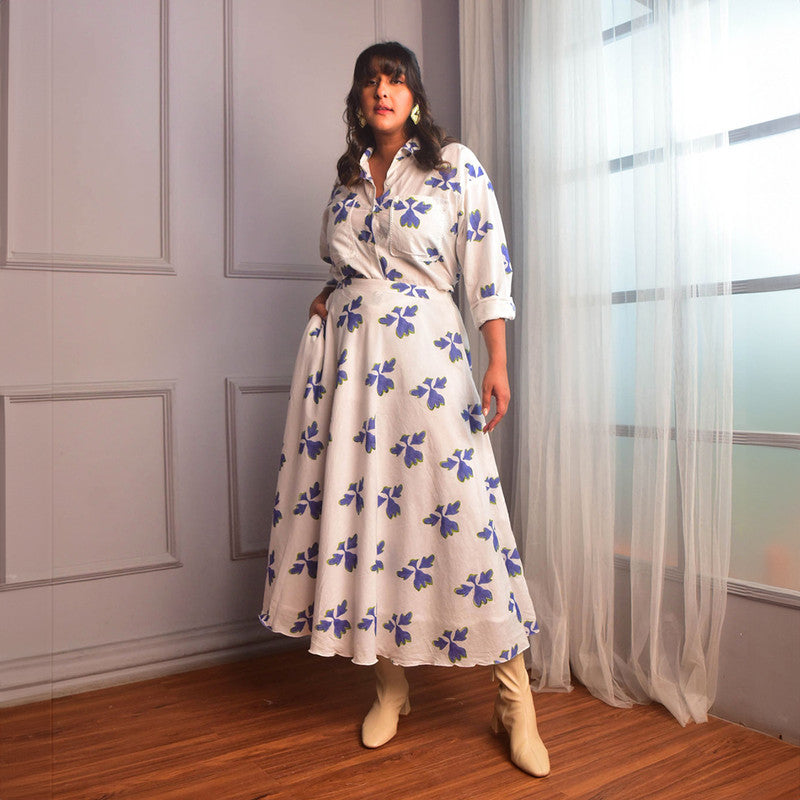 Cotton Skirt For Women | Floral Block Print | White、mySite、camillekostekn