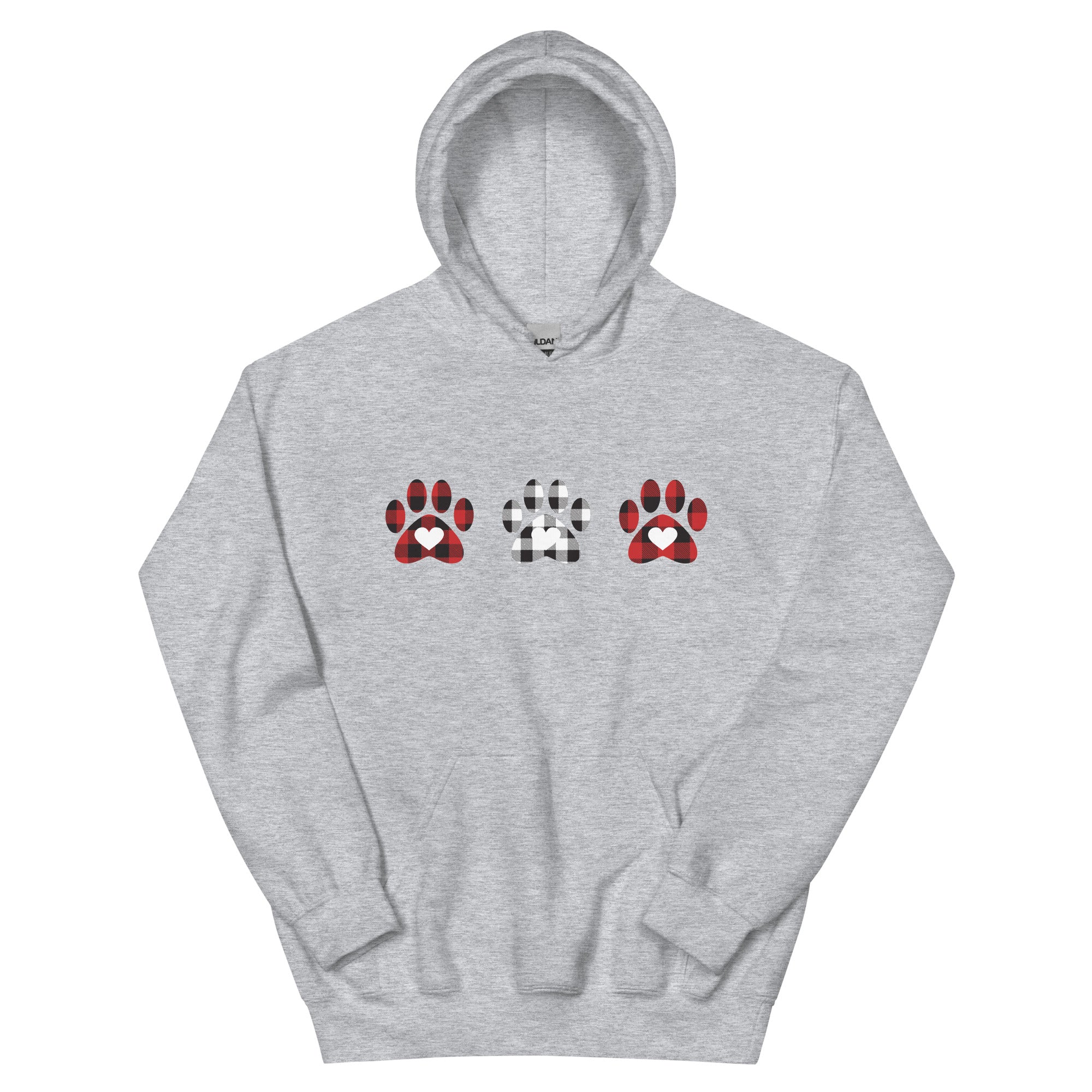 Triple Gingham Paws With Hearts Hoodie、mySite、camillekostekn