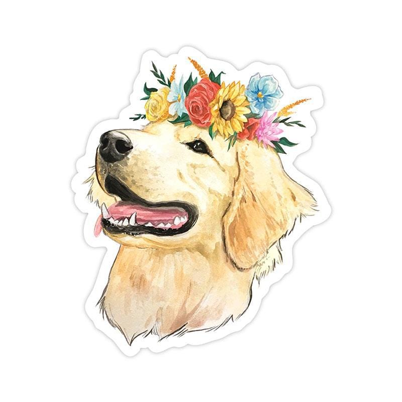  Flower crown golden retriever sticker、mySite、elrpsem3k