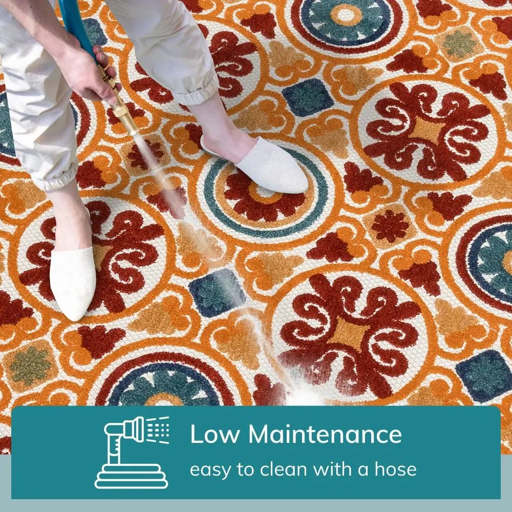 Audun Modern Geometric Indoor/Outdoor Red High-Low Rug、mySite、gigharbornorthrealestate