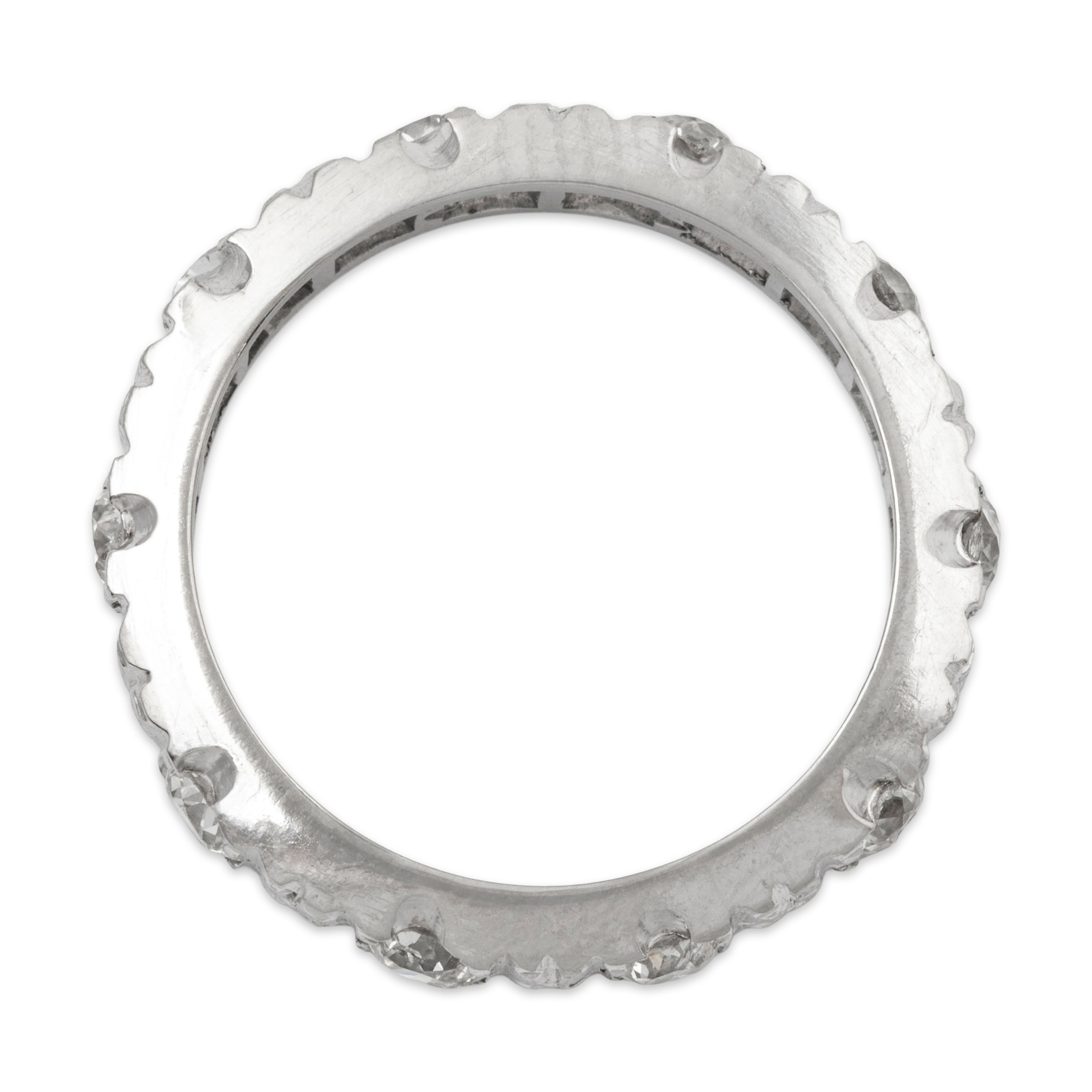 Antique Rare 14k White Gold 1.16cttw Old Mine Diamond Blossom Band Ring 6.25、mySite、hinf8tx79