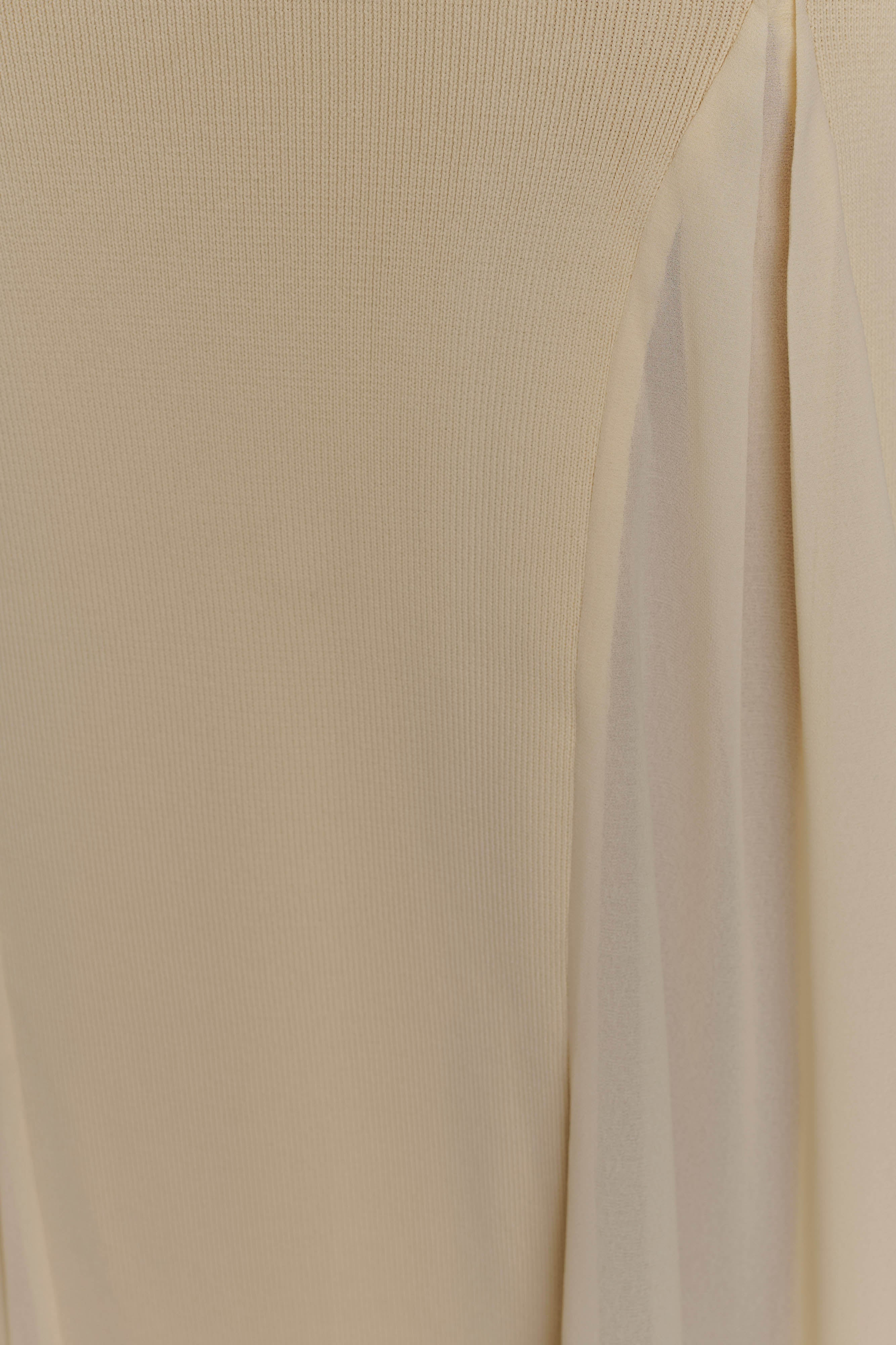 Soleil Knit And Mesh Halter Maxi Dress - Cream、mySite、solidvoid