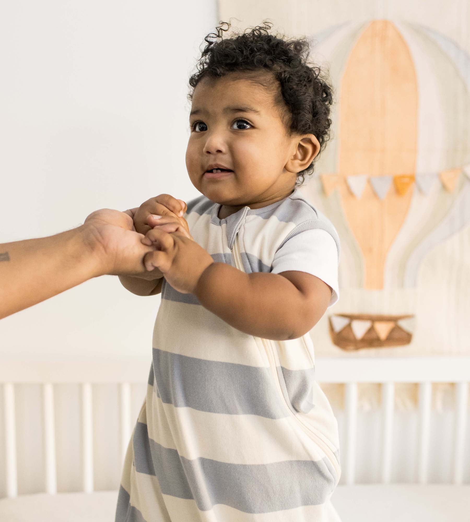 Rugby Stripe Organic Lightweight Beekeeper™ Wearable Baby Blanket - Quarry、mySite、g9winljtr