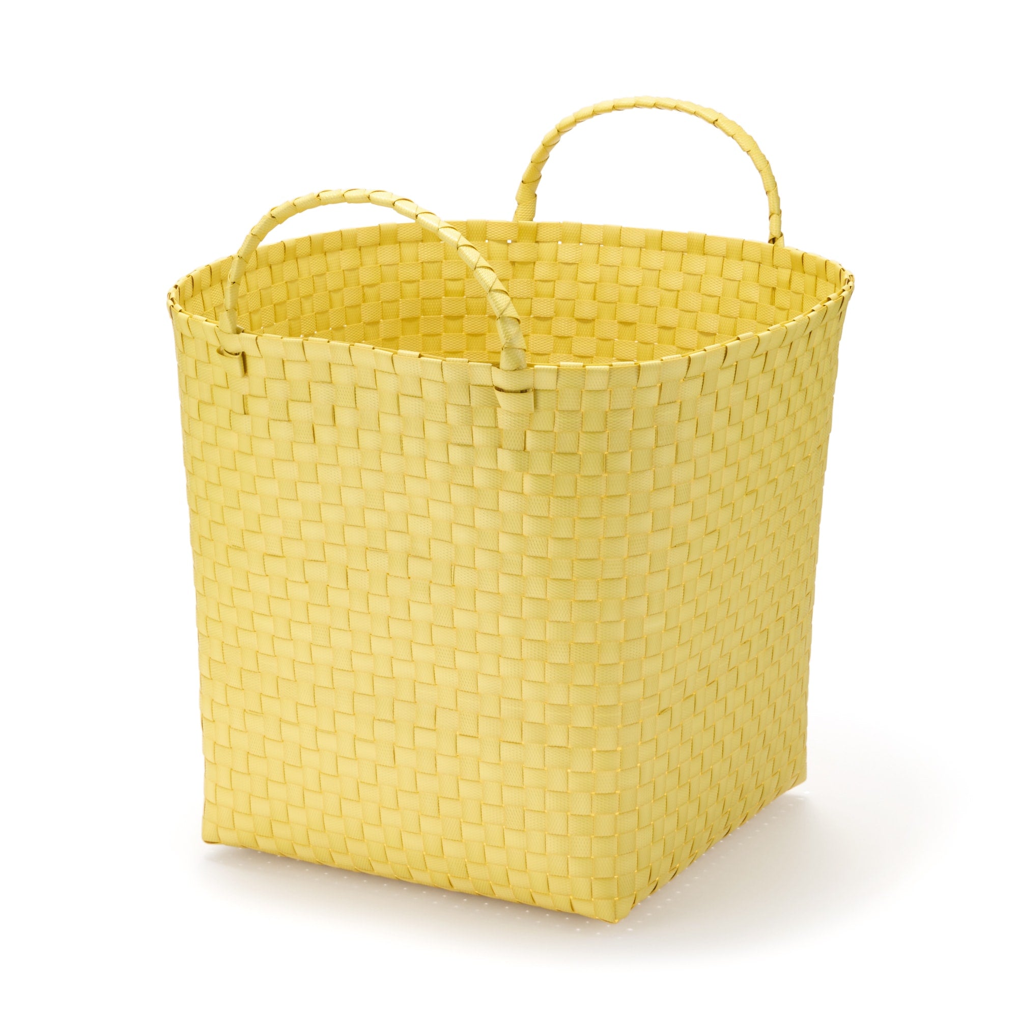  Recycled Polypropylene Strap Weave Basket - Yellow - Large (dia. 15.7 x H12.6)、mySite、sugarbowlscore