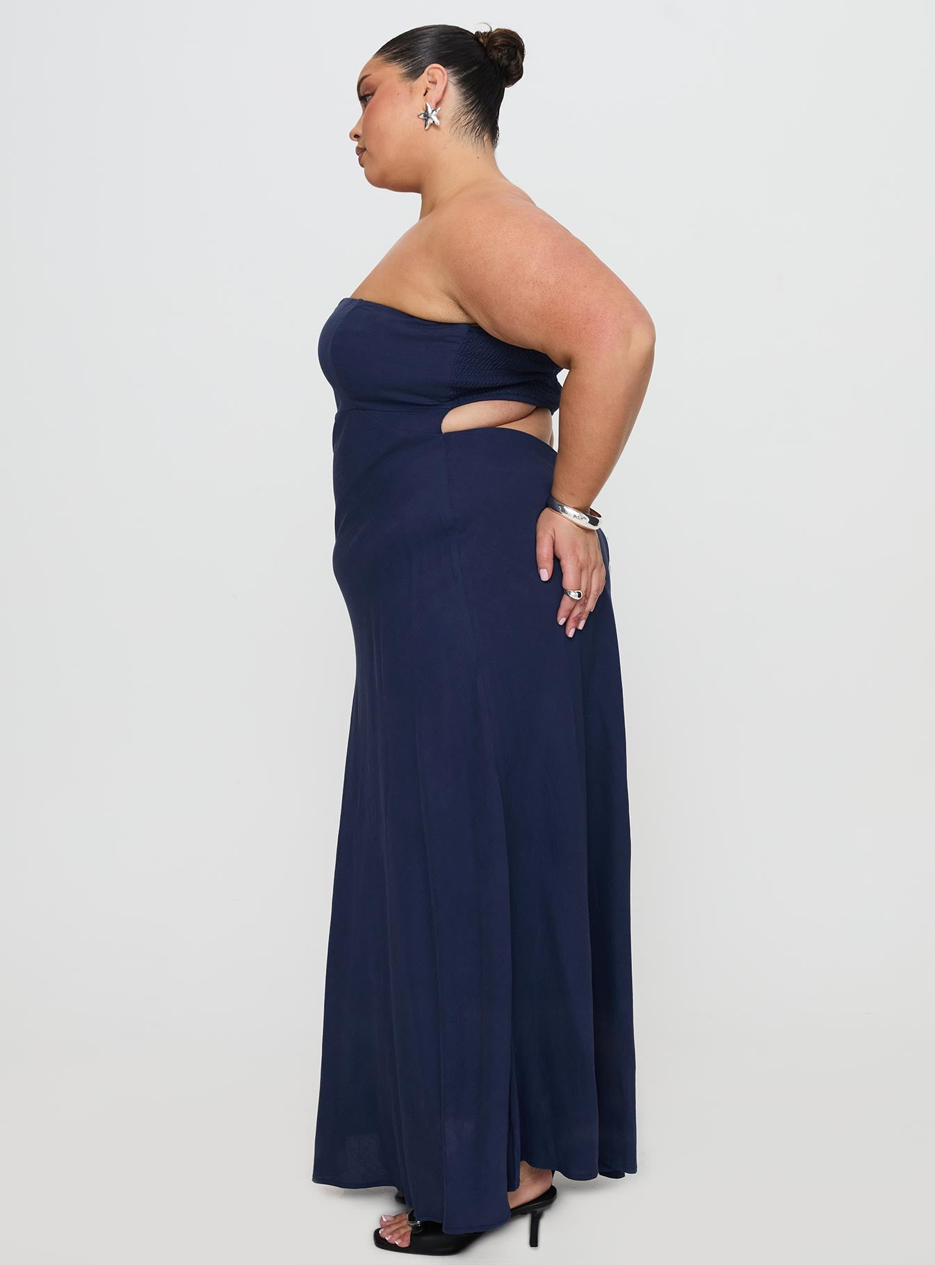 Yahir Strapless Maxi Dress Navy Curve、mySite、solidvoid