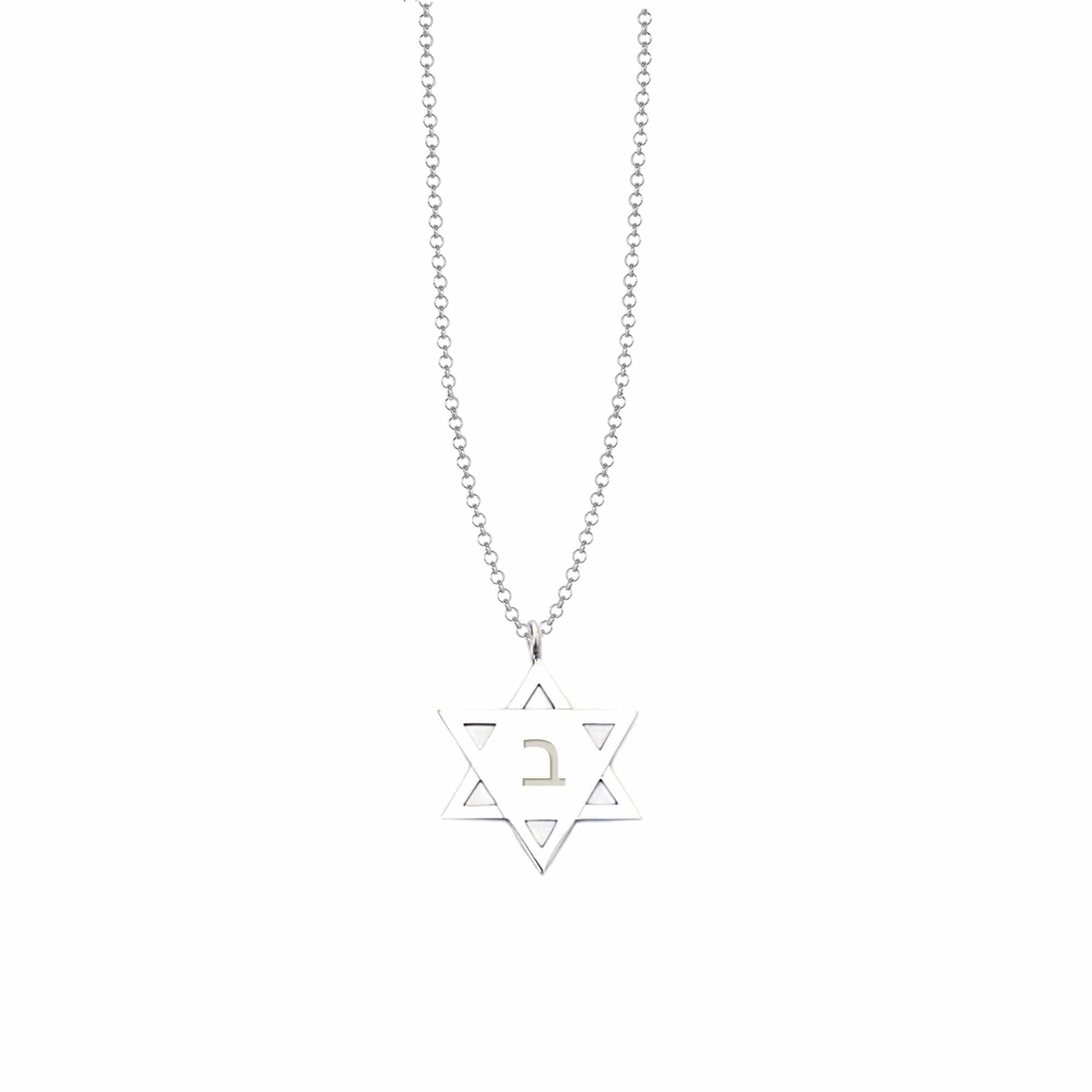 Mijael Star of David Necklace with Engraved Hebrew Initial - (Sterling Silver, Gold-Plated or Two-Tone)、mySite、topwebapps
