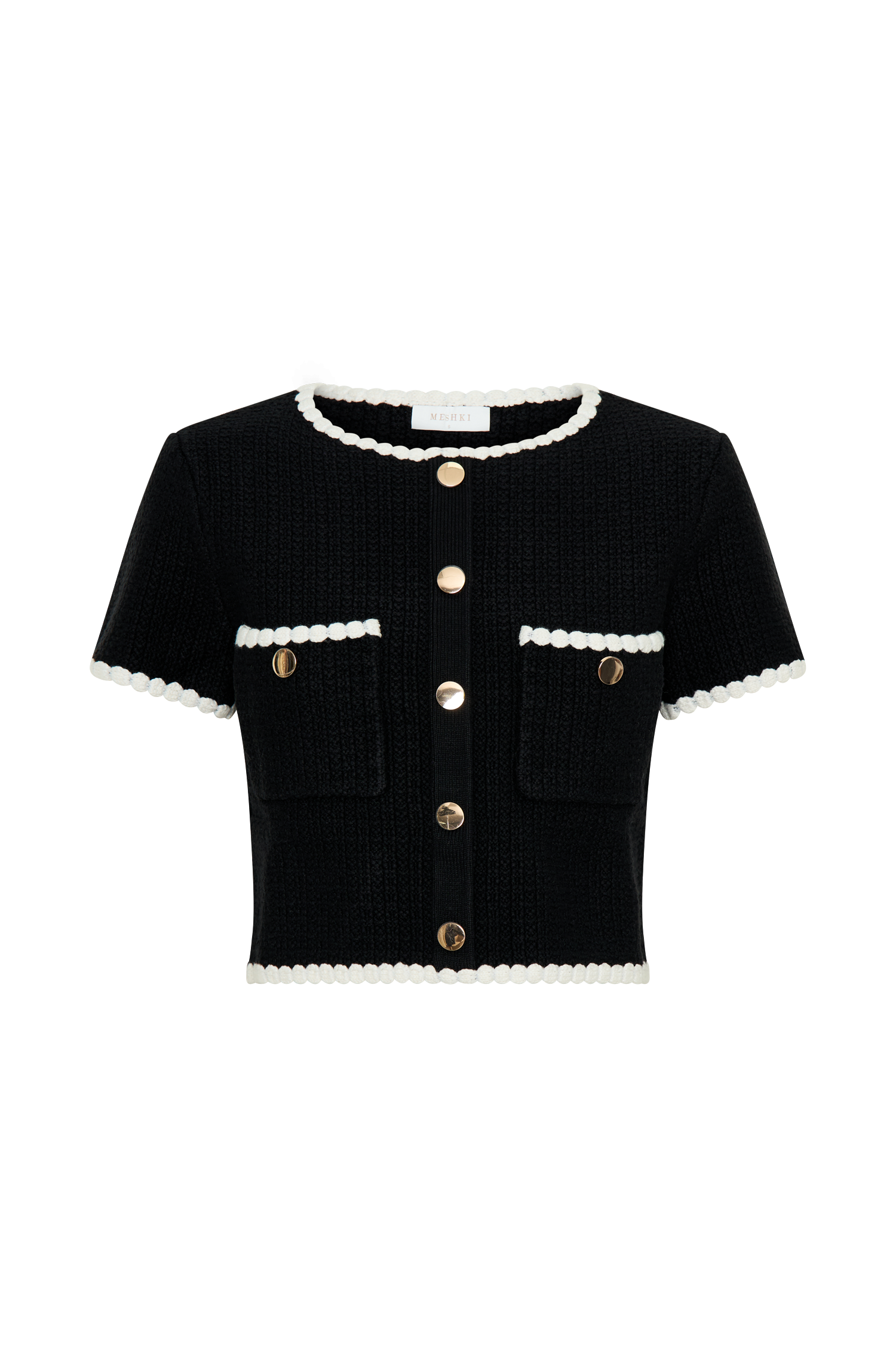 Saffron Contrast Knit Top - Black/White、mySite、solidvoid