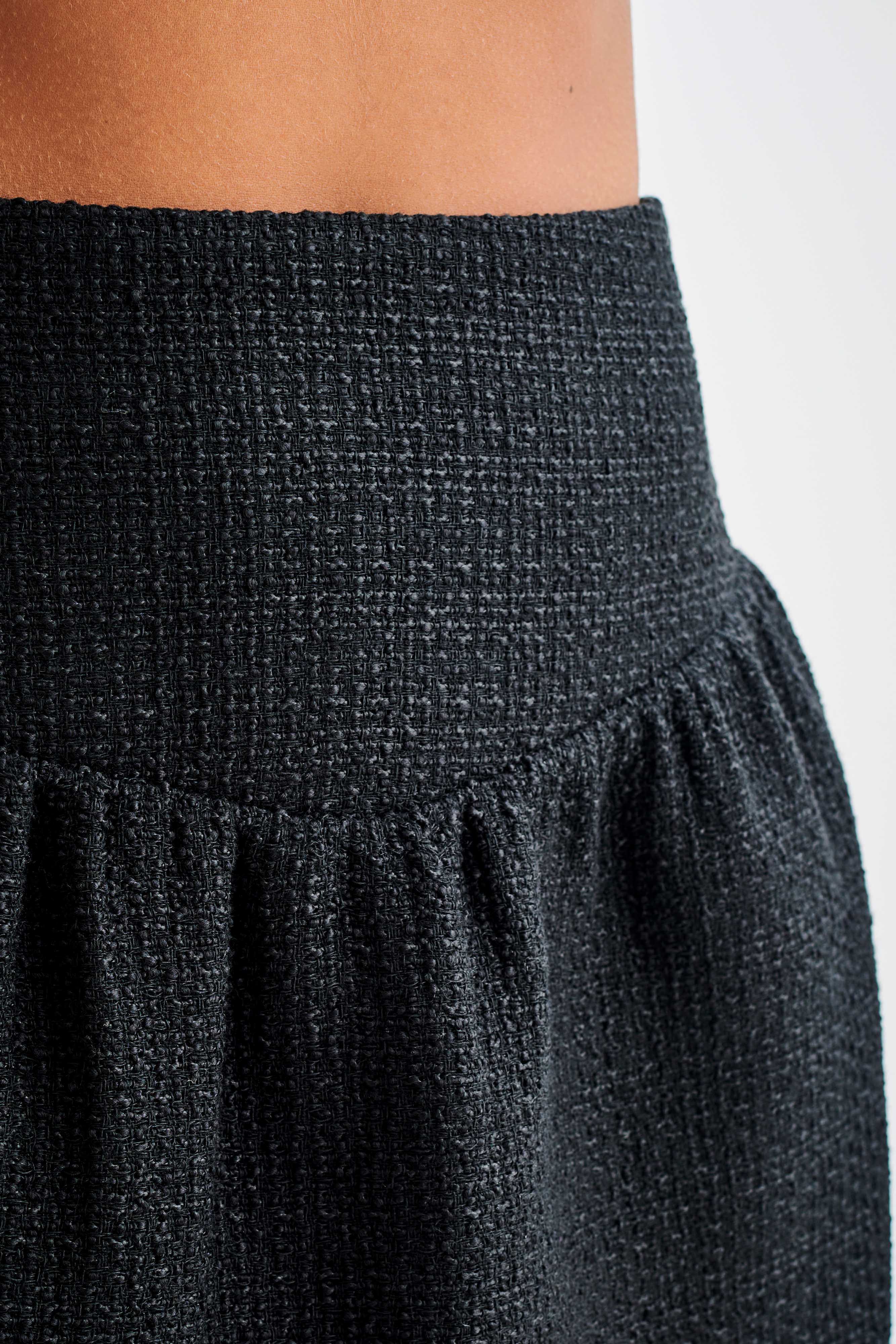 Cyrus Gathered Boucle Mini Skirt - Black、mySite、solidvoid