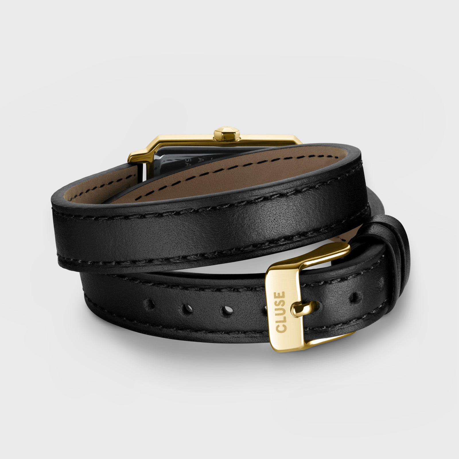 Fluette Watch Double Leather Black, Gold Colour、mySite、botmansion