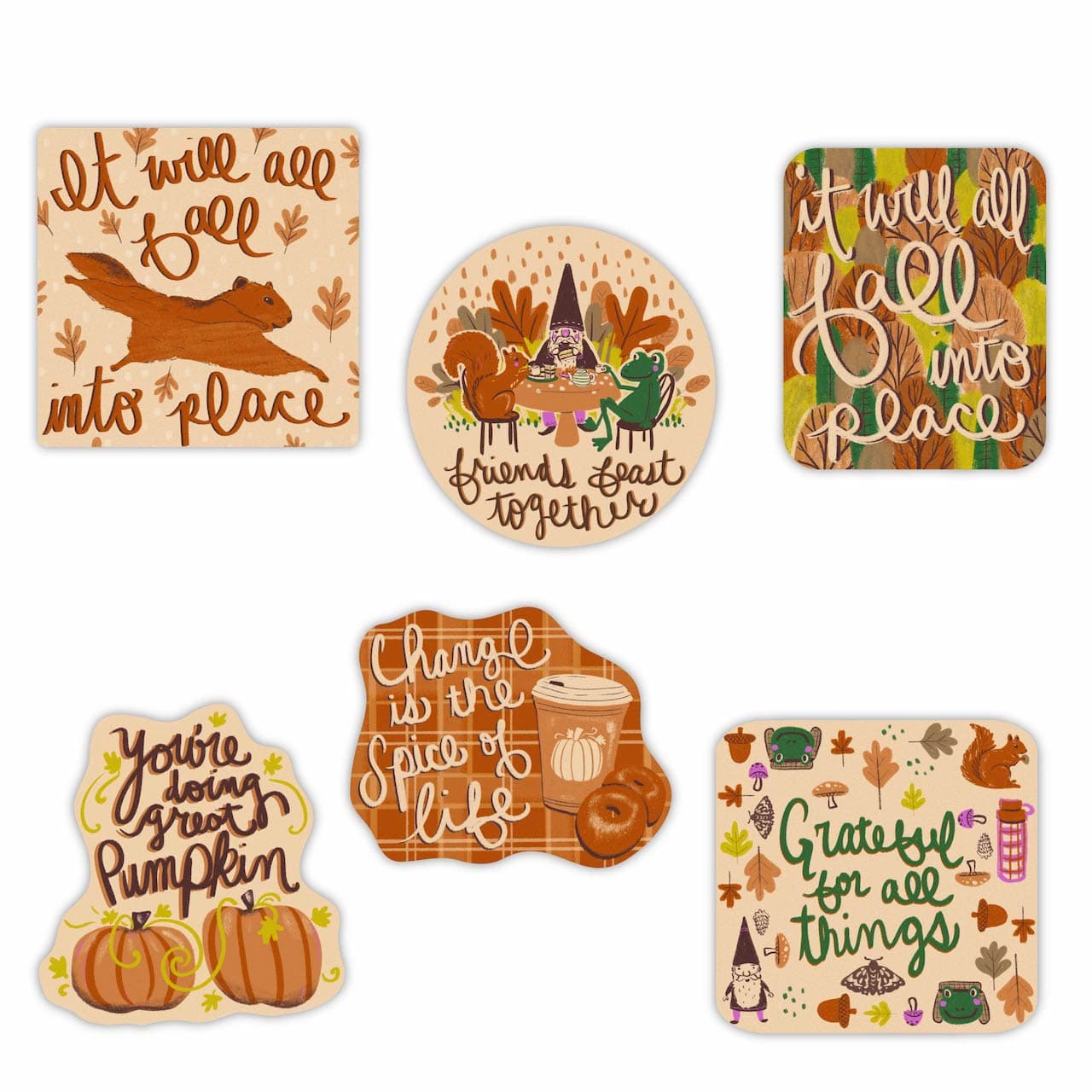  Autumn Positivity Sticker 6 Pack、mySite、ghnorth