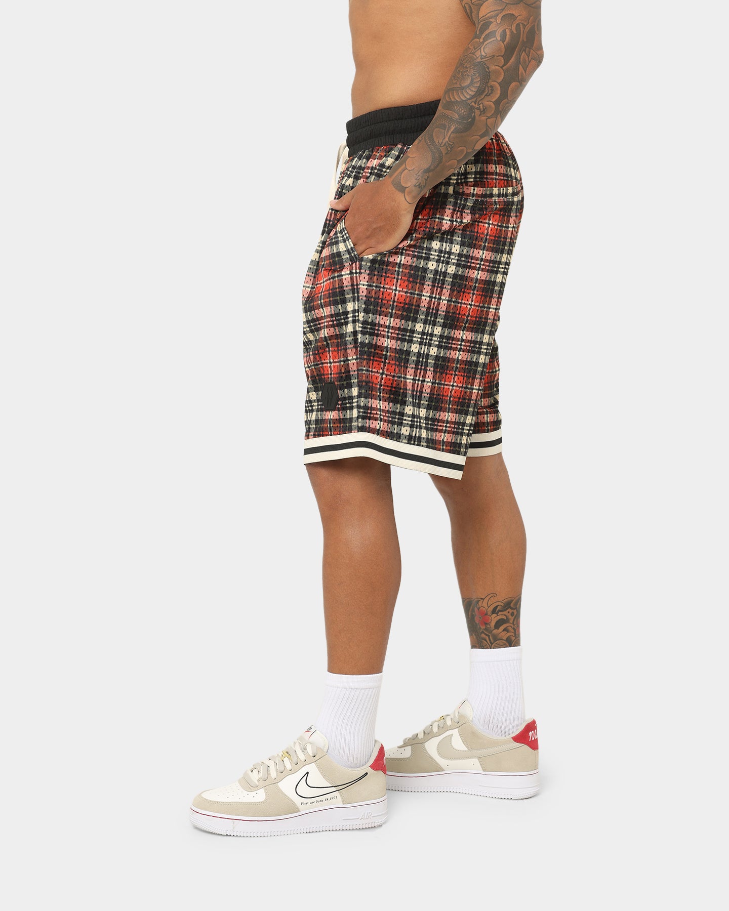 EN ES Team Basketball Shorts Red Plaid、mySite、zt4zffjzw
