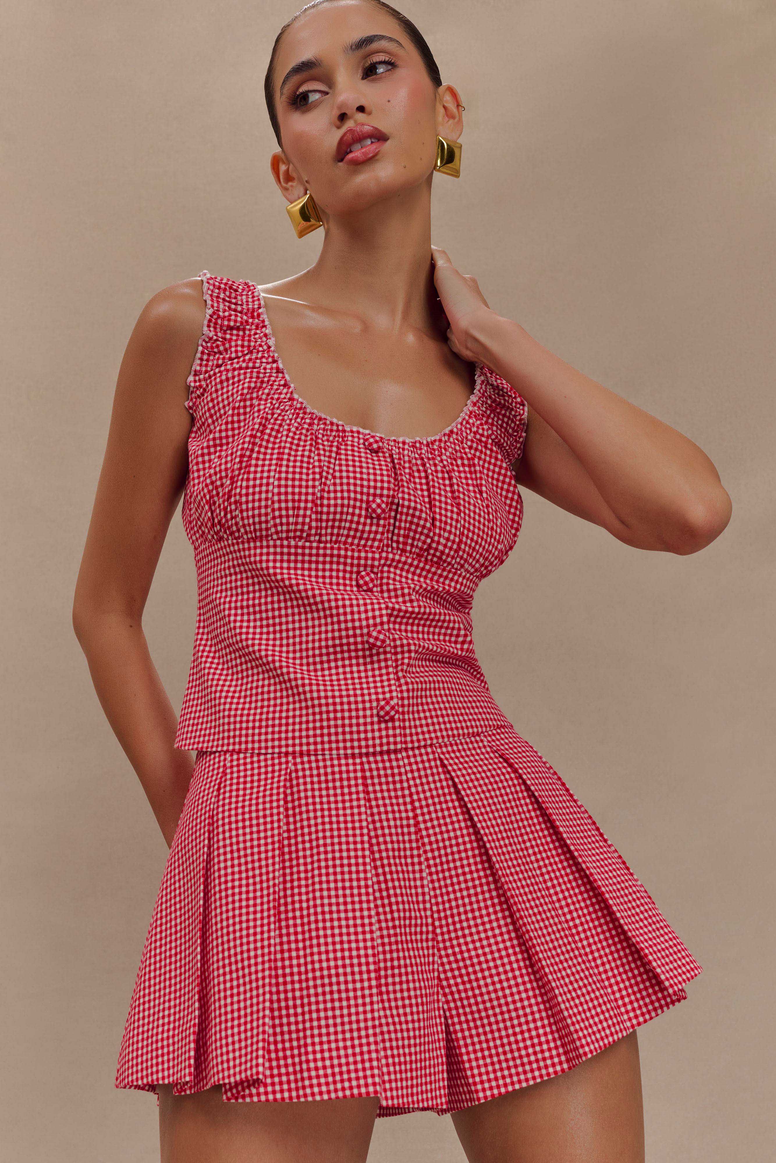 Issy Shorts - Red Gingham、mySite、solidvoid